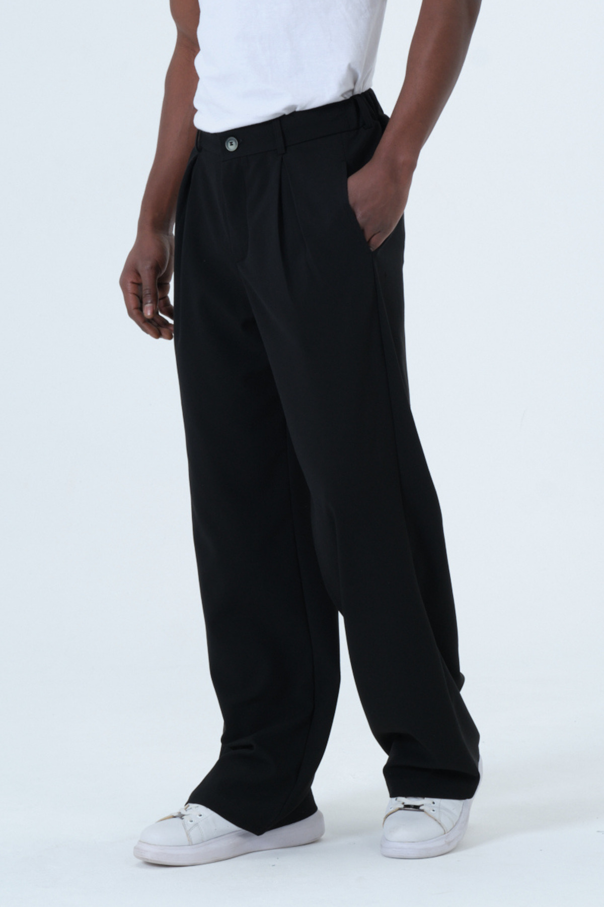 RELAXL Erkek Oversize Siyah Kumaş Pantolon Pileli Geniş Paça S-12XL görsel 7