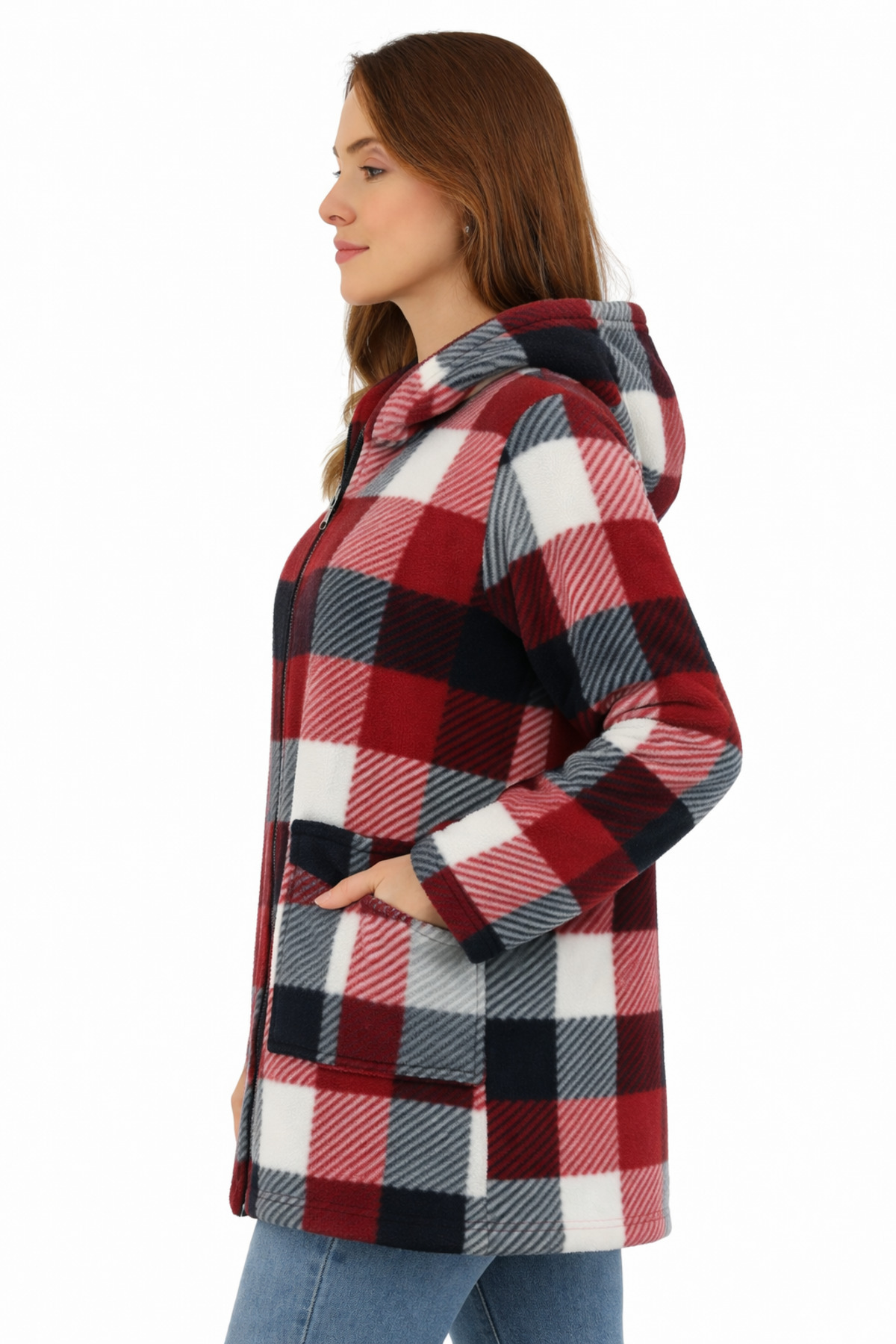 Modayase Kadın Fermuarlı Polar Hırka Mont