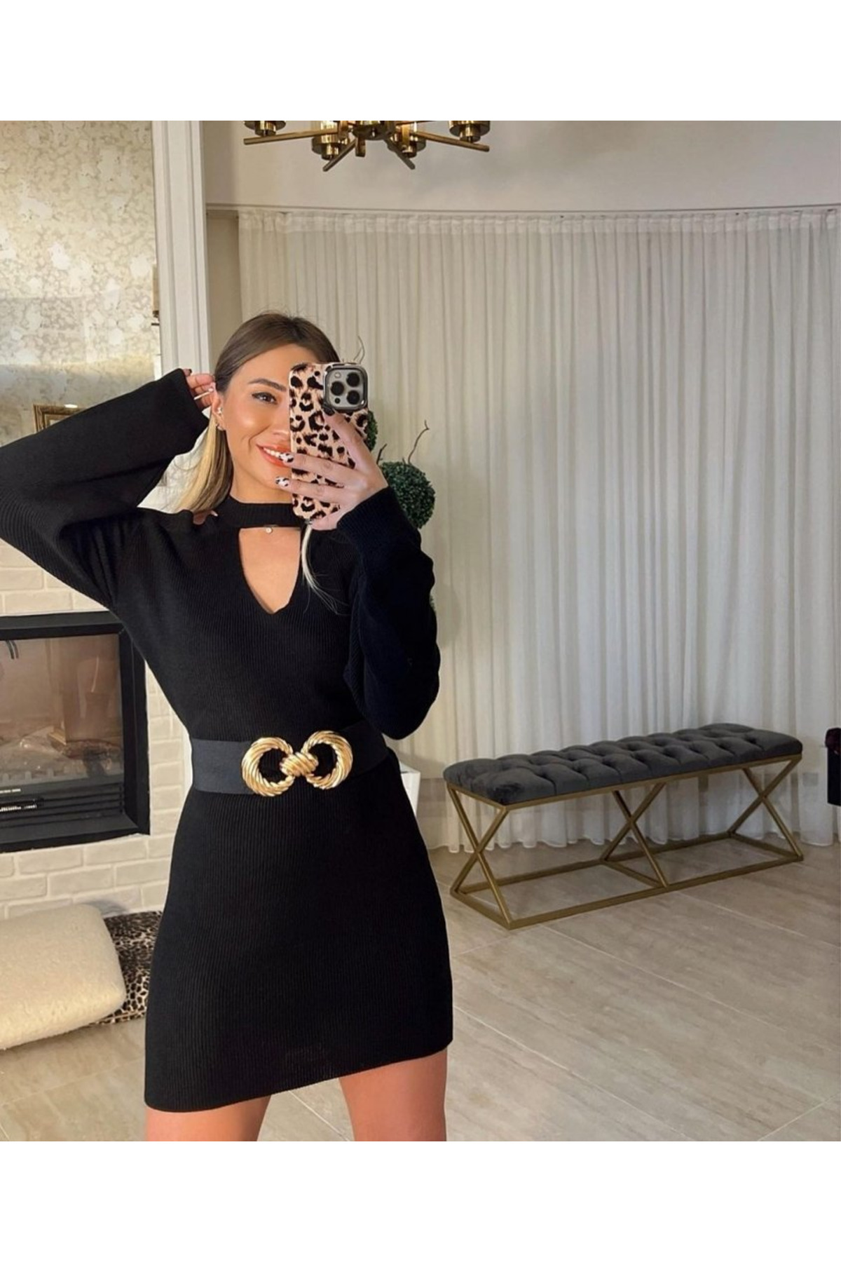 Gökyüzü Moda Women's Long Sleeve Off-the-shoulder Stripe Detail