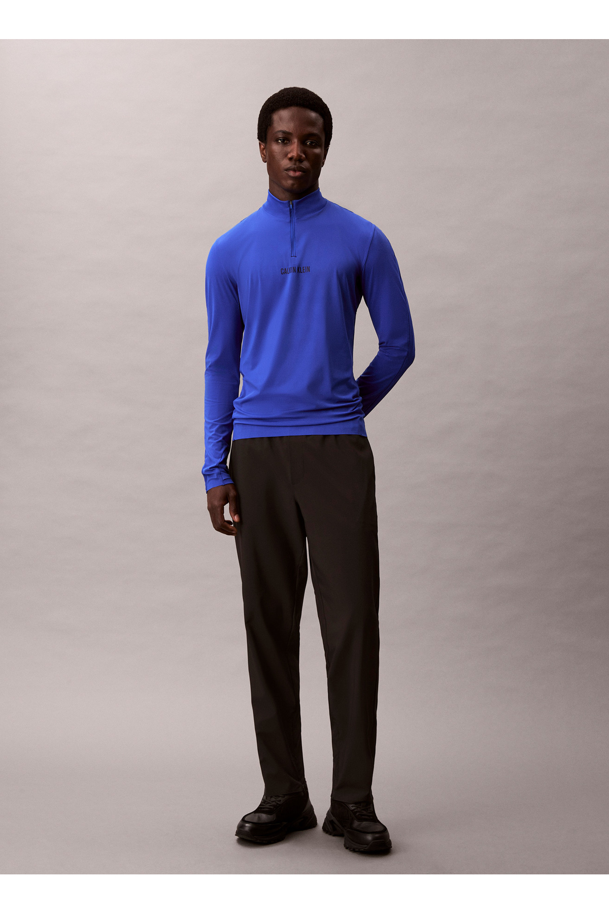 کلوین کلاین سویشرت مردانه جین آبی یقه ایستاده LVGMF4K210C66 WO - 1/4 ZIP LS