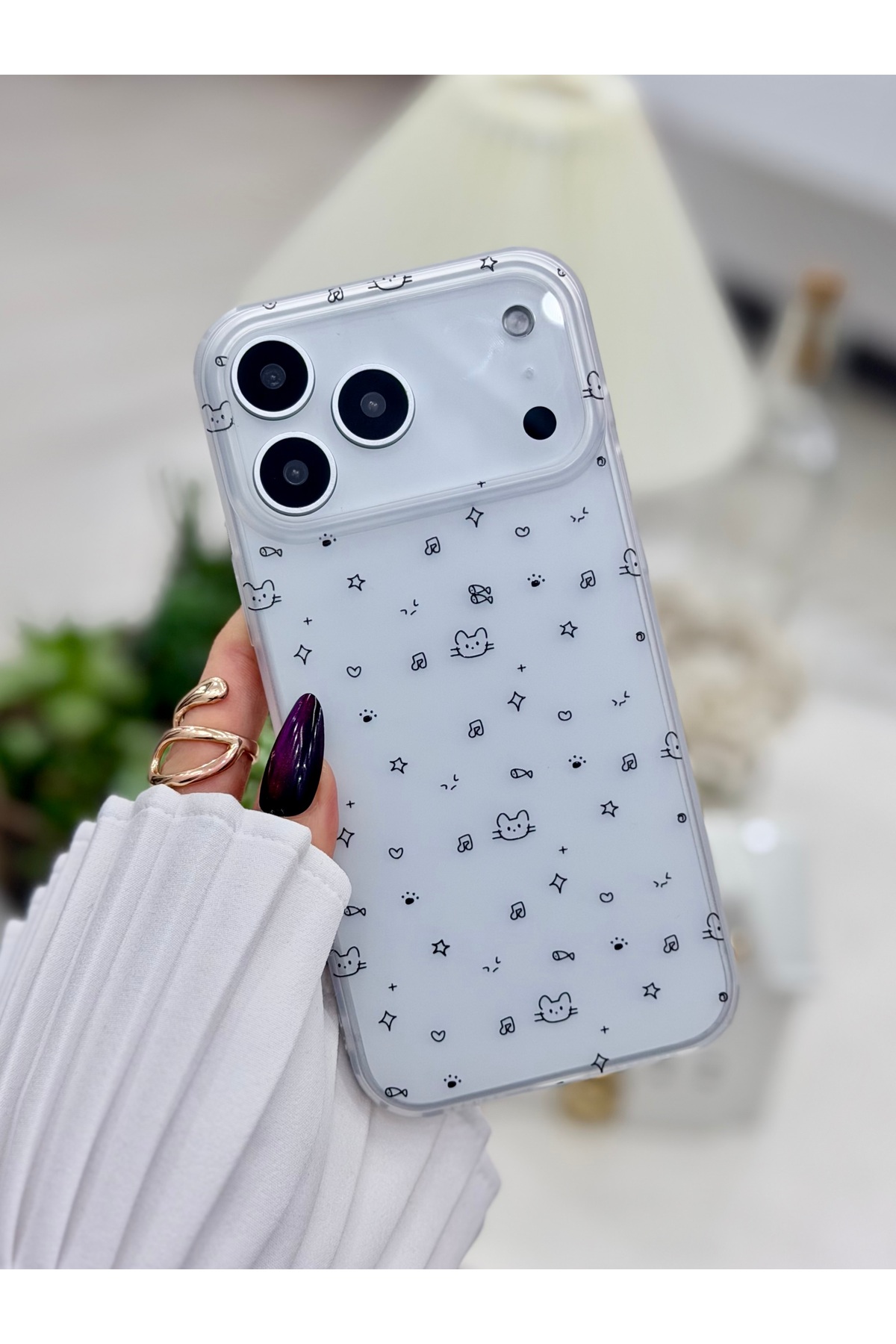 Iphone 17 Promax Compatible Anti-Shock Matte Transparent Printed Silicone Case