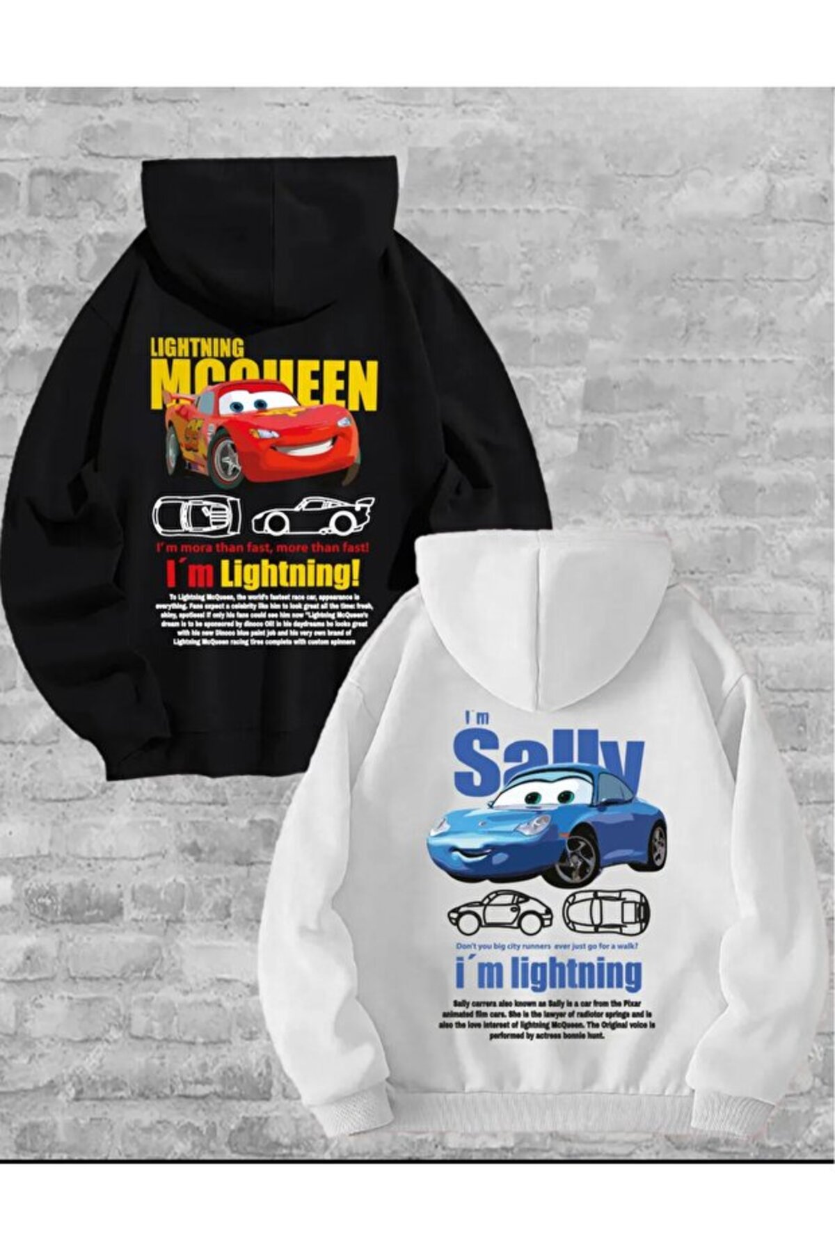 ROYAL FASHİON  SEVGİLİ KOMBİN McQueen Sally Sırt Baskılı Sevgili Çift Kombini Kapüşonlu Sweatshirt 2 li TakIM
