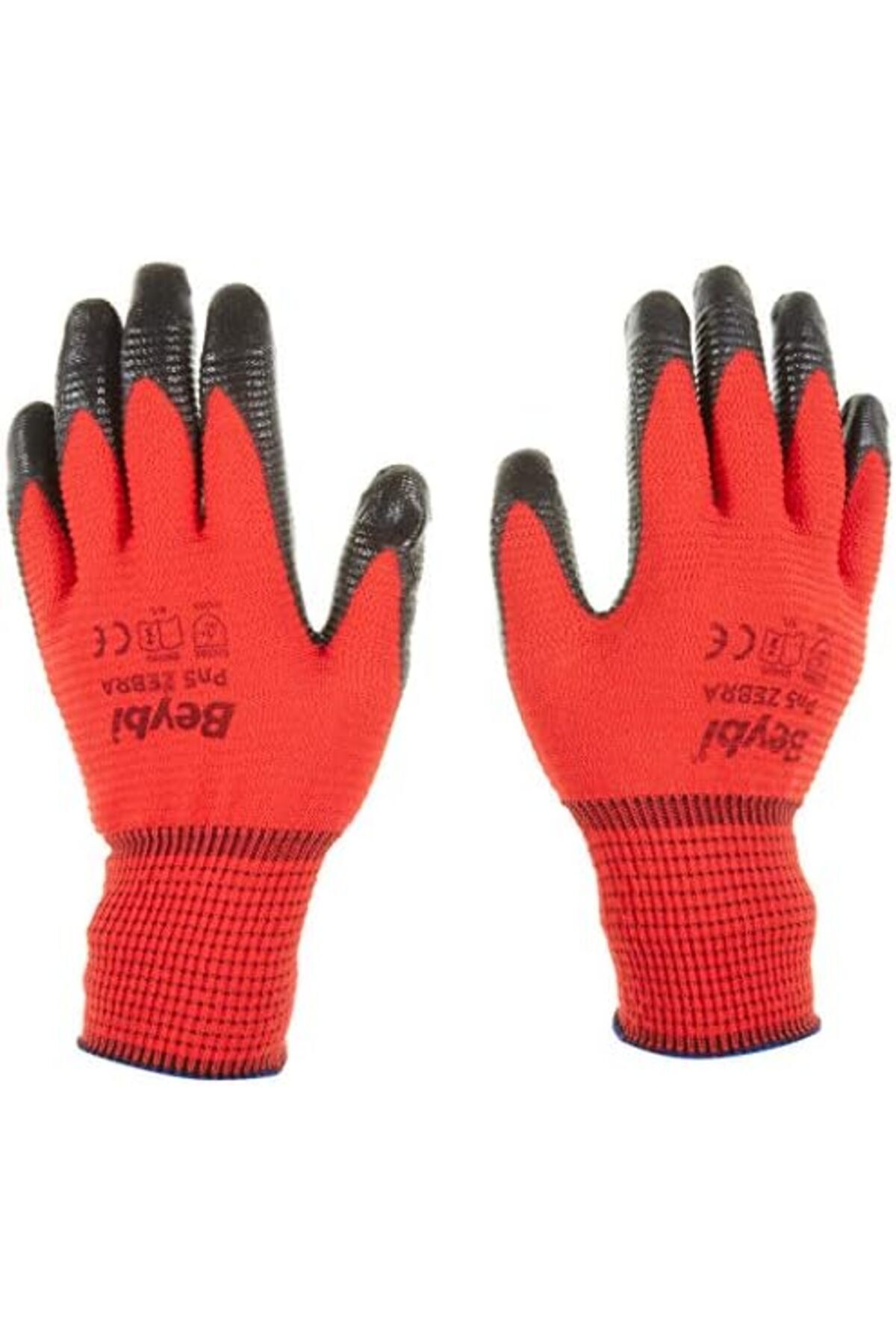BRF Sahra79 PN5 Zebra Polyester Örme Nitril Eldiven Çift - NO:9 - Kırmızı Siyah 1176661