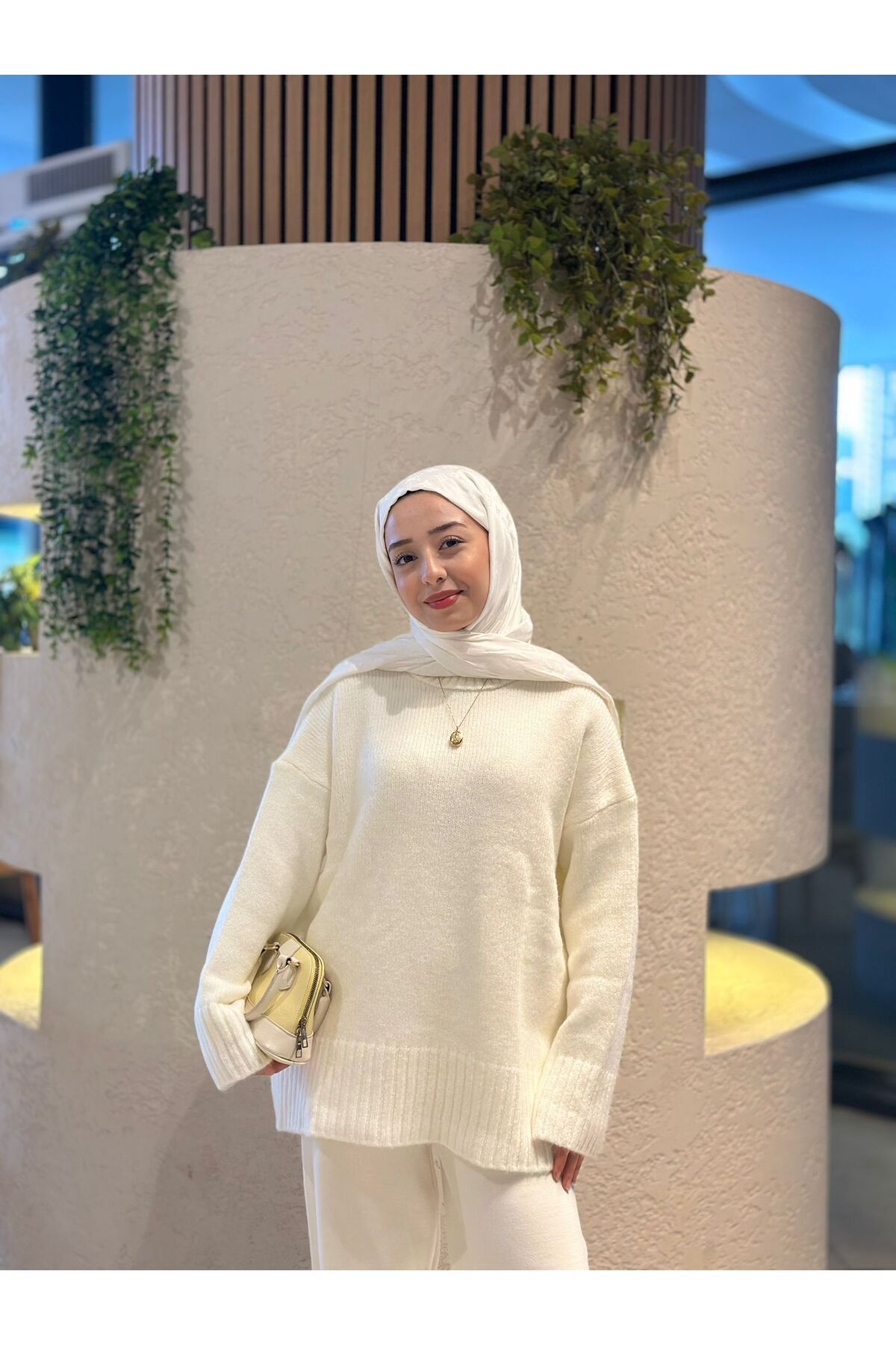 MODA  Premium Kalite Kadın Oversize Triko Kazak Beyaz - Görsel 2