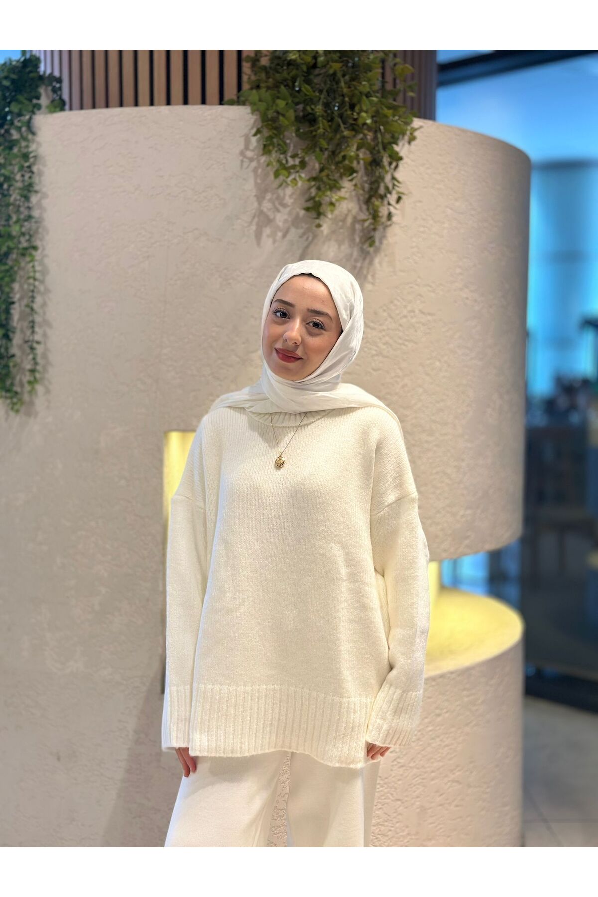 MODA  Premium Kalite Kadın Oversize Triko Kazak Beyaz - Görsel 6