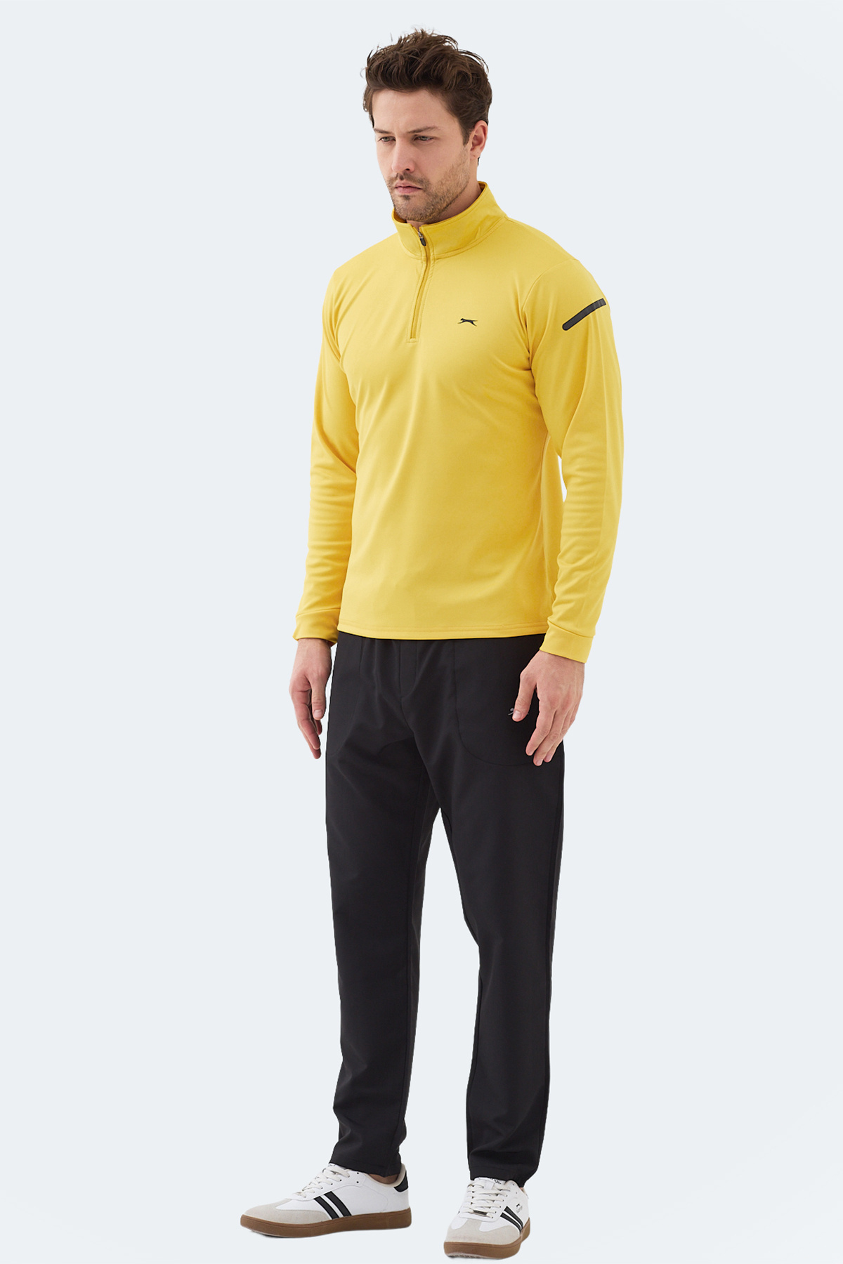 Slazenger INTIMATE I Erkek Dik Yaka Fermuarlı Sarı Sweatshırt görsel 7