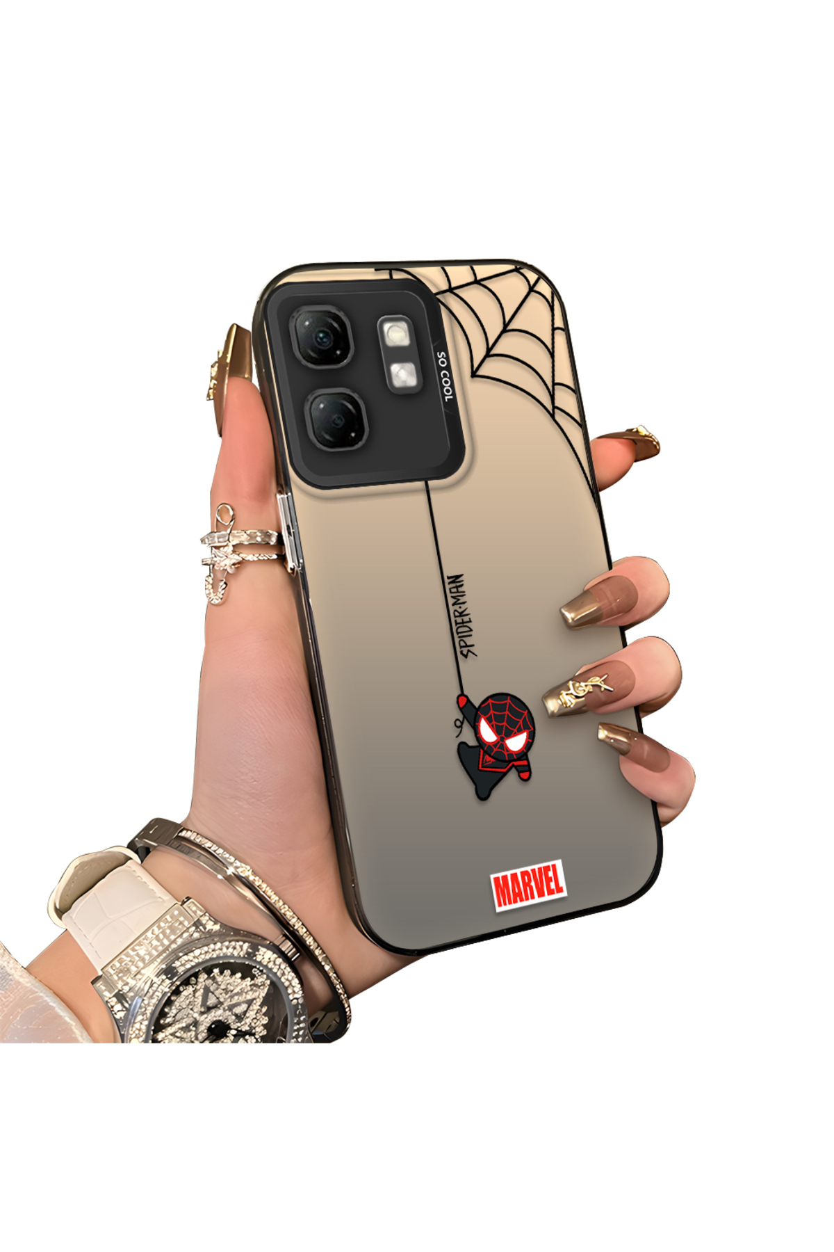 Infinix Hot 50i Compatible Silicone Edge Hard Rear Anti Fall Pouch Spiderman