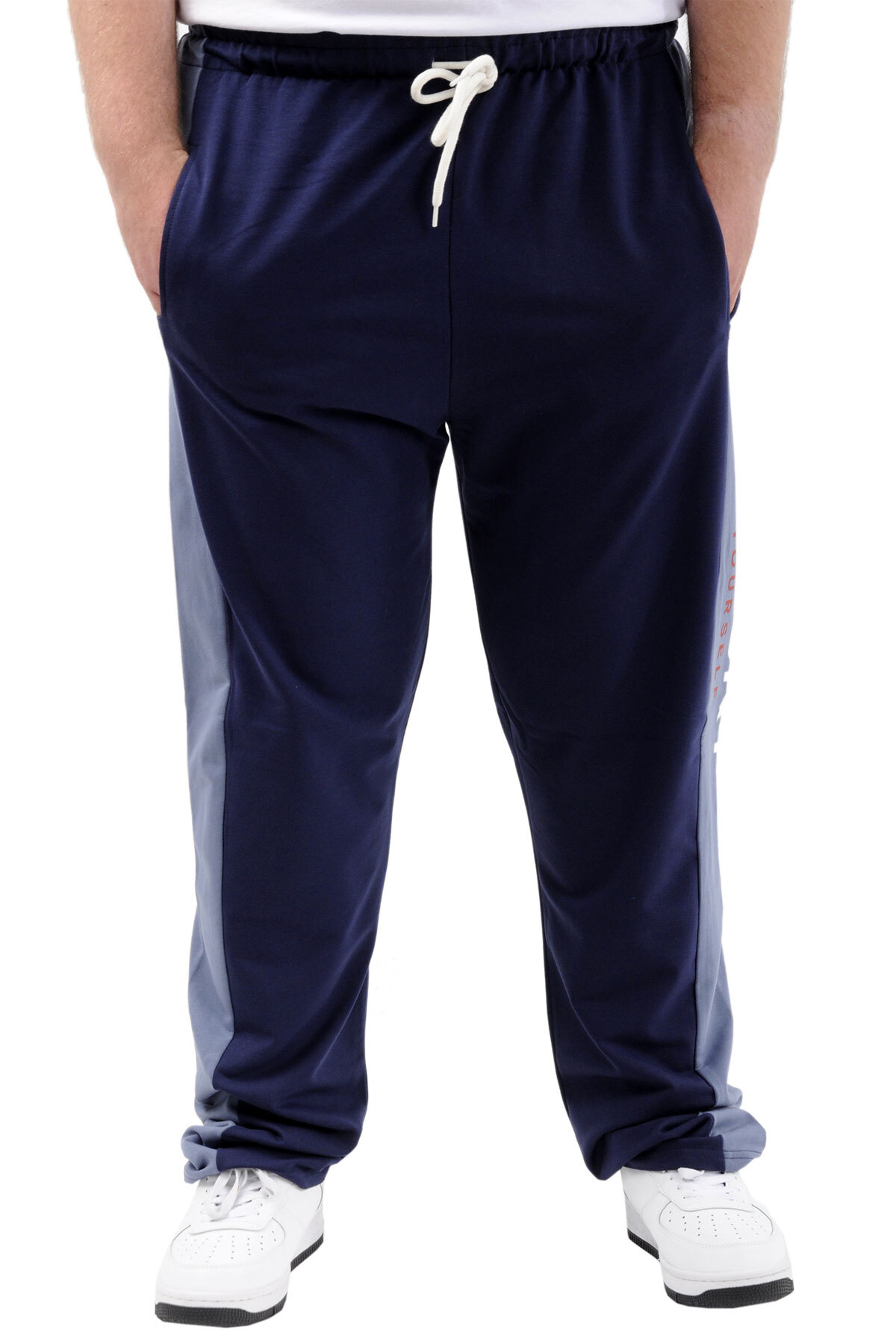 ModeXL Mode XL Büyük Beden Erkek Eşofman Altı Cepli Baskılı SPORT 24516 İndigo