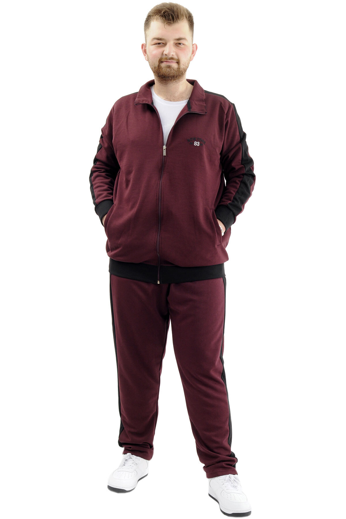 ModeXL Mode XL Erkek Büyük Beden Eşofman Altı Cepli İnterlok GARNILI 24518 Mürdüm görsel 2