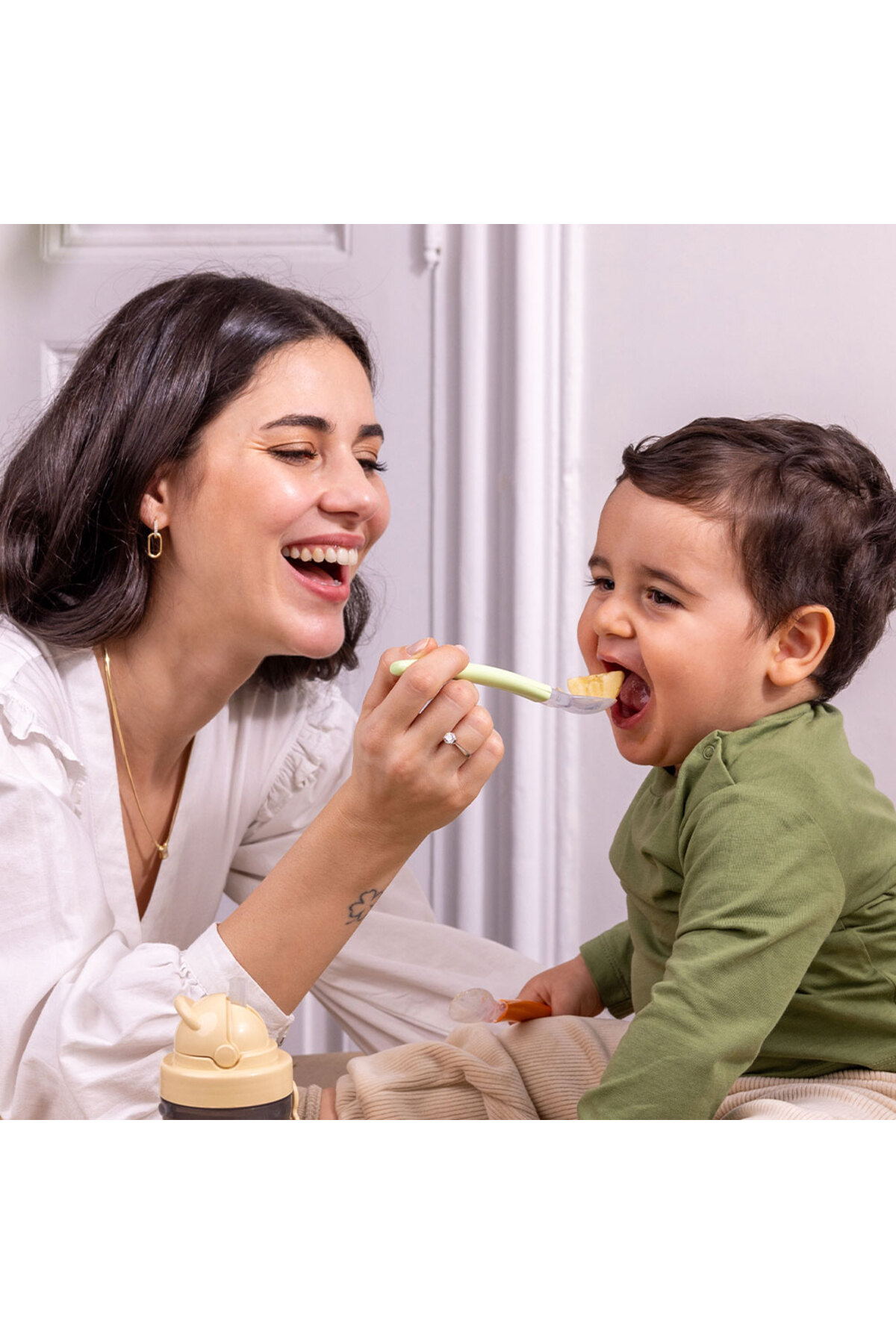 Wee Baby Silikon Uçlu 2'li Mama Kaşığı - YEŞİL- TURUNCU fotoğrafı 5 (önizleme)