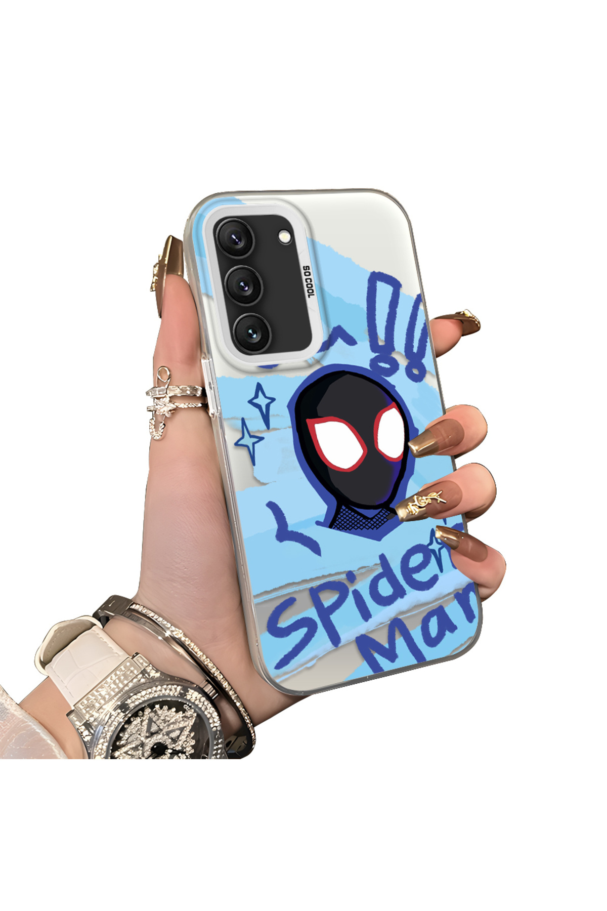 Samsung Galaxy S22 Compatible Silicone Edge Acrylic Rear Spiderman Protective Case