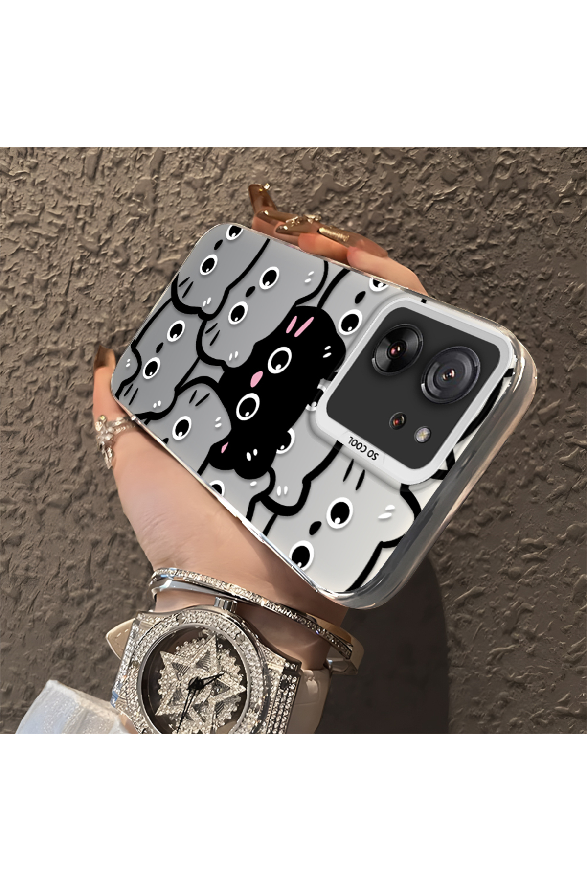 Xiaomi Mi 13T/Mi 13T Pro Compatible Silicone Edge Acrylic Rear Sweet Cat Protective Case