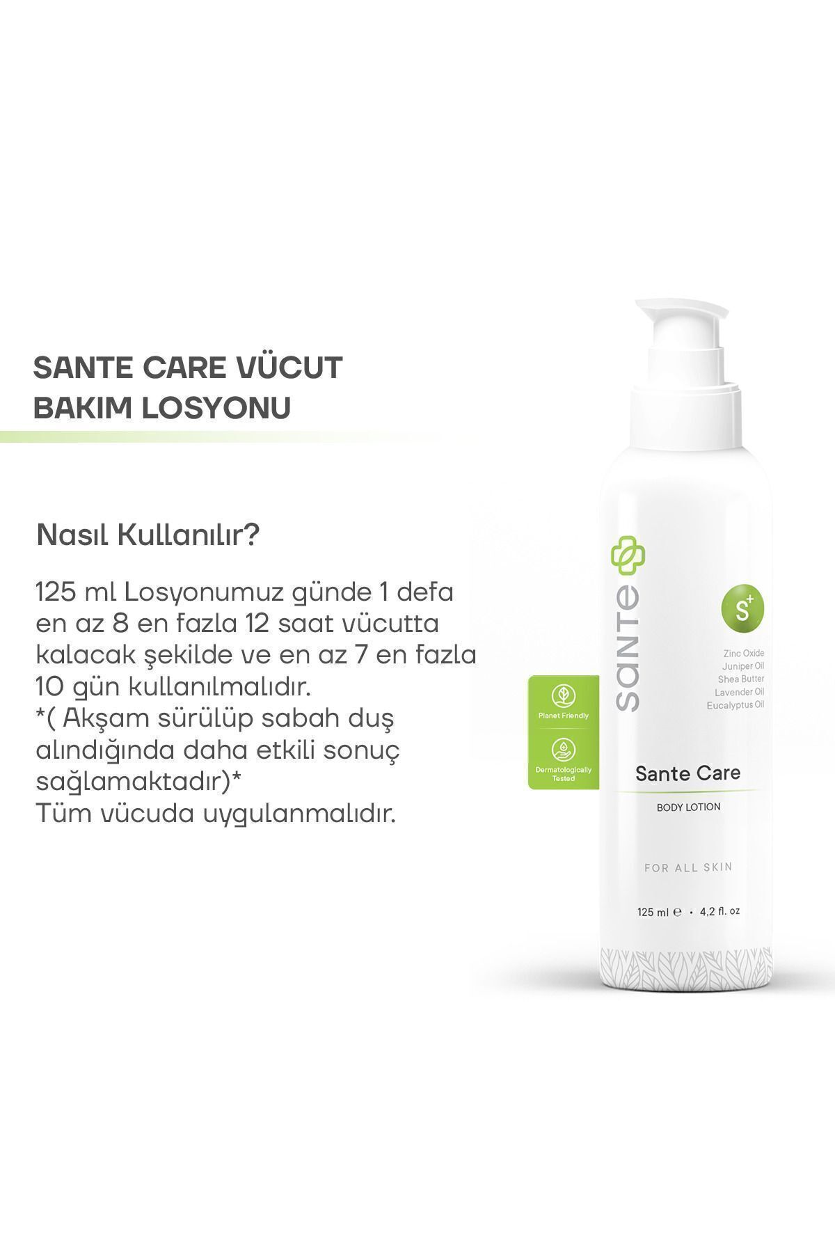 Sante Care Cilt Bakım Losyonu (KAŞINTI) 125 ml — SP01125 — تصویر 4 از 6