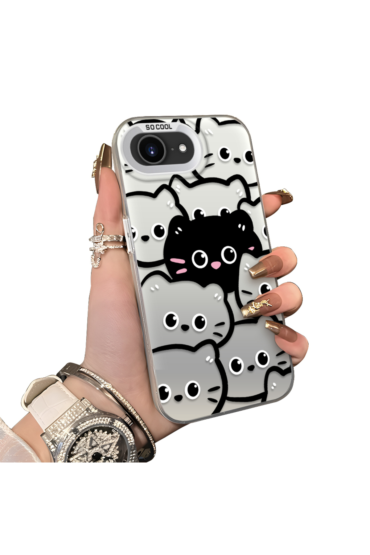 hard Acrylic Back Silicone Edge Lens Protection Case Compatible with iPhone 16e/17e