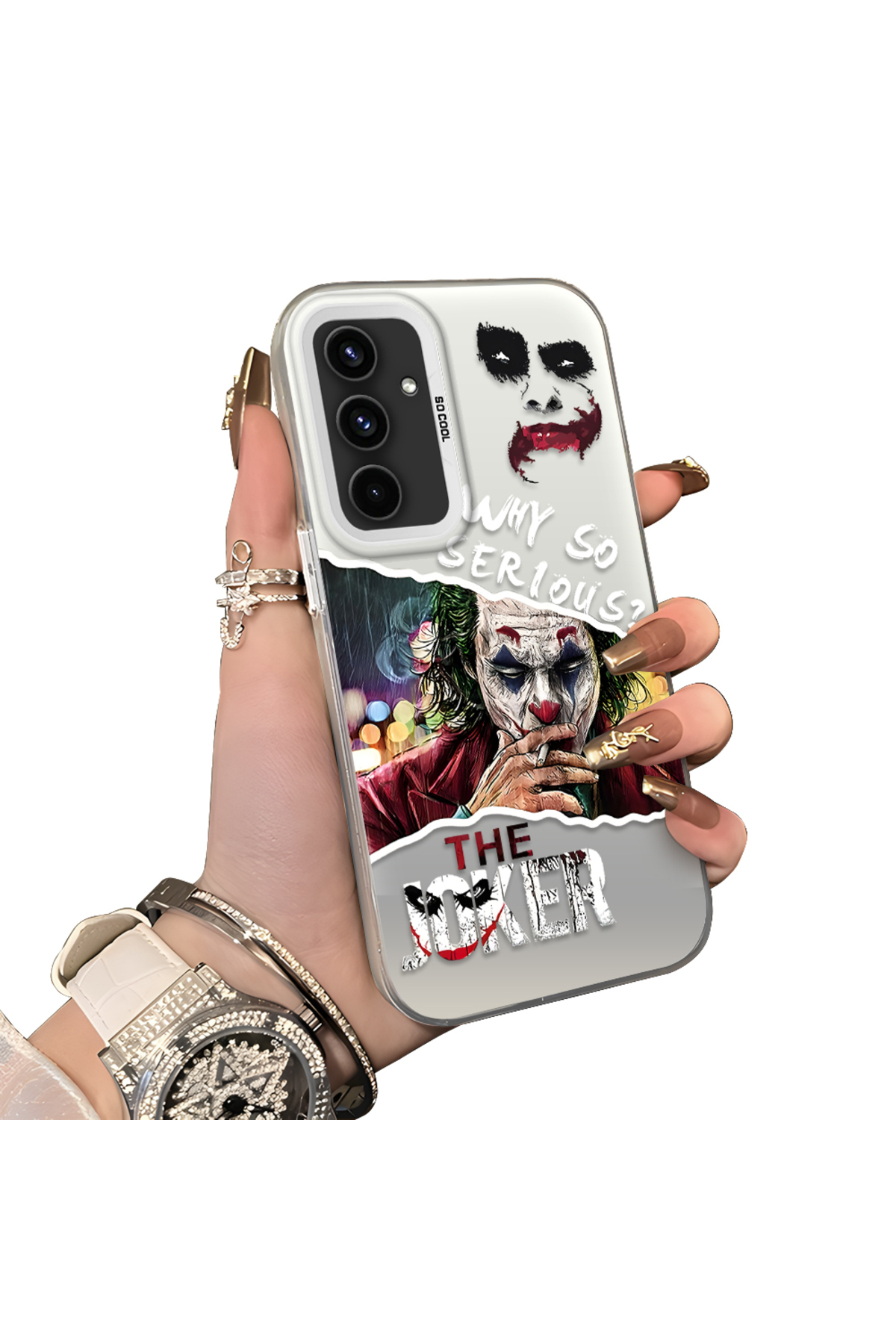 Samsung Galaxy A54 Compatible Acrylic Rear Silicone Edge Clown Joker Protective Case