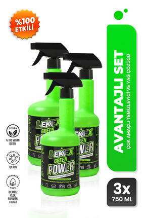 Lekex Lekex Green Power Çok Amaçlı Temizleyici ve Yağ Çözücü 750 ml x 3