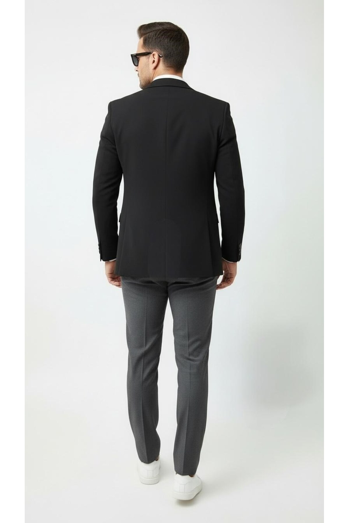 Plus Scorpion  Erkek Lacivert Mono Yaka Likralı Blazer Ceket – Esnek Konfor Kumaş, Tek Düğmeli Slim Fit - Görsel 4