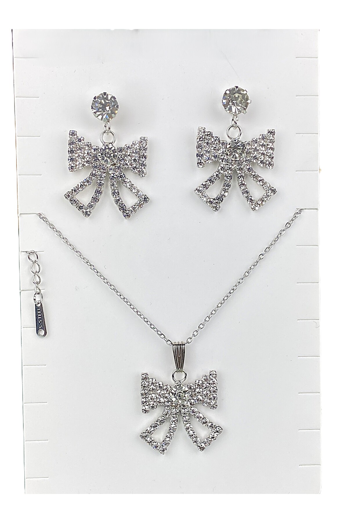 Jewelliss Kadın Bijuteri Taşlı Takı Seti Fiyonk Kurdele Minimal İnce Zincirli Gümüş Kaplama Hediyelik