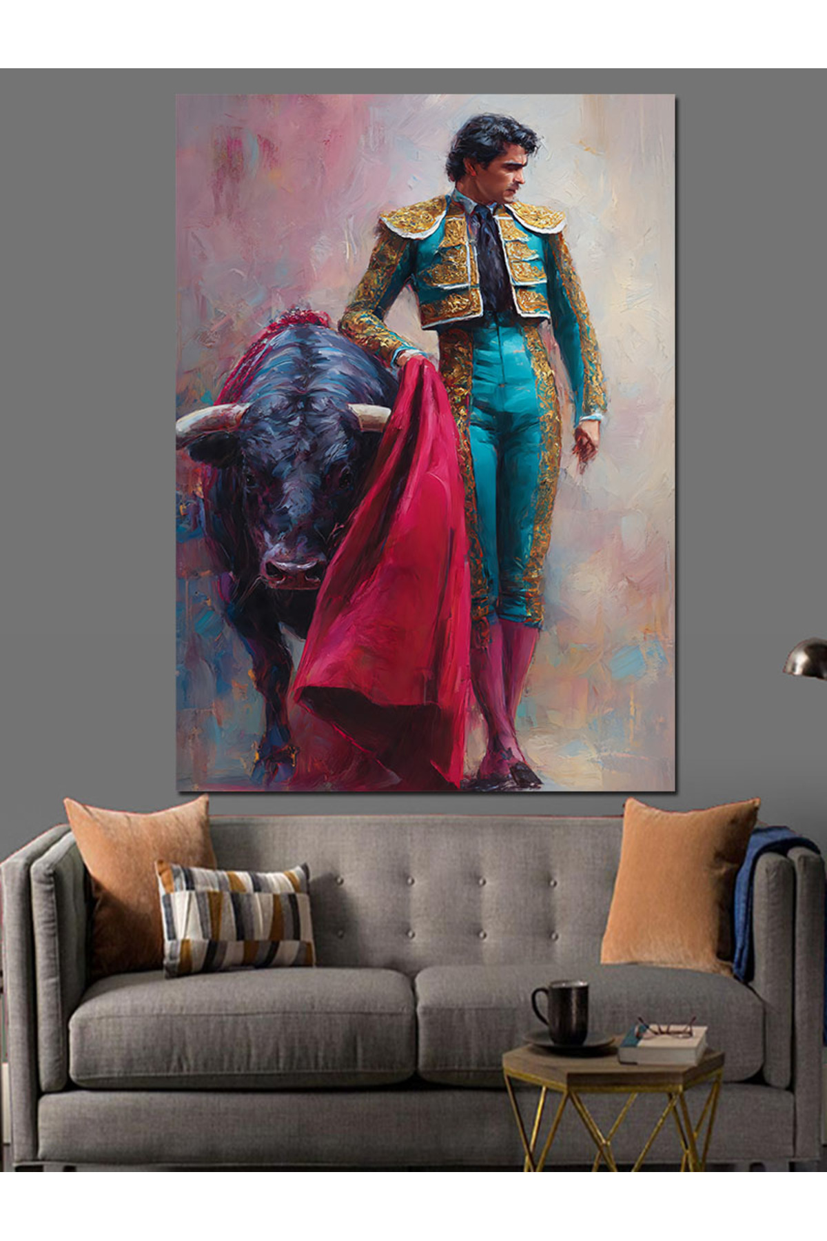 Boğa Güreşçisi Yüksek kaliteli yağlı boya dokulu Kanvas Canvas Tablo kanvas tablo canvas tablo duva