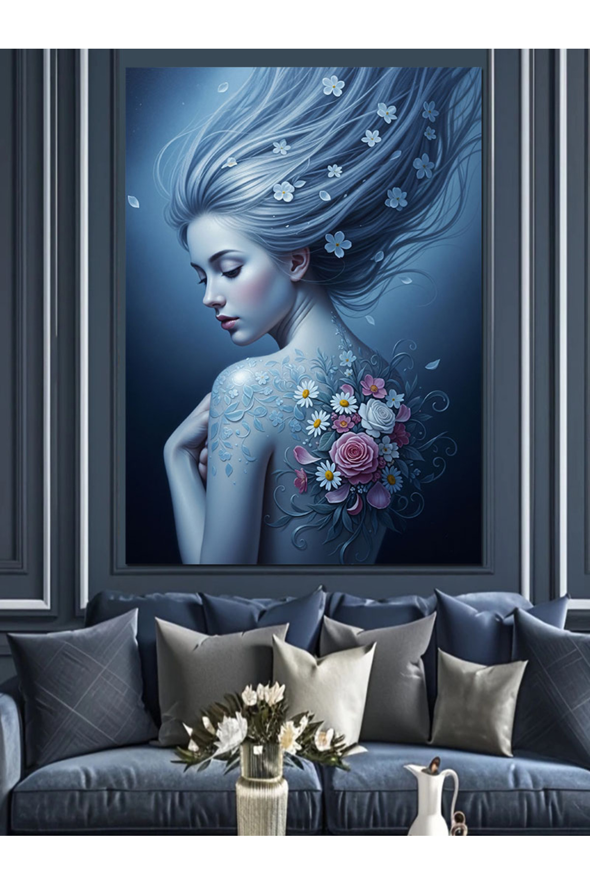 Dövmeli Kadın Yüksek kaliteli yağlı boya dokulu Kanvas Canvas Tablo kanvas tablo canvas tablo duvar
