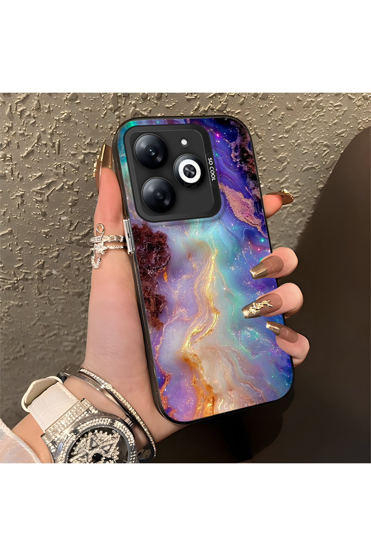 Infinix Hot 40i Compatible Case Hard shell Anti Fall Phone Case Marble Texture