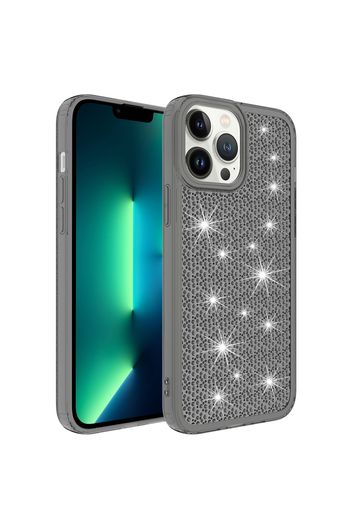iPhone 13 Pro Uyumlu AiHTTgli Parlak Tasarımlı HRMN Snow Kılıf-Siyah