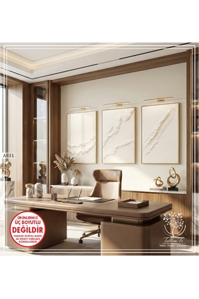 Tablomtr Arel - Dijital Baskılı Gold Metal Çerçeveli Gerçek Camlı 3'lü Dekora...