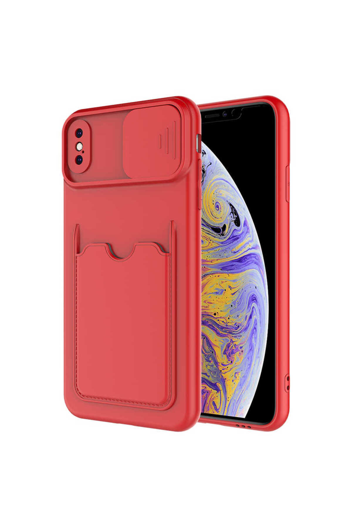 iPhone XS 5.8 Kılıf HRMN Kartix Kapak - Kırmızı