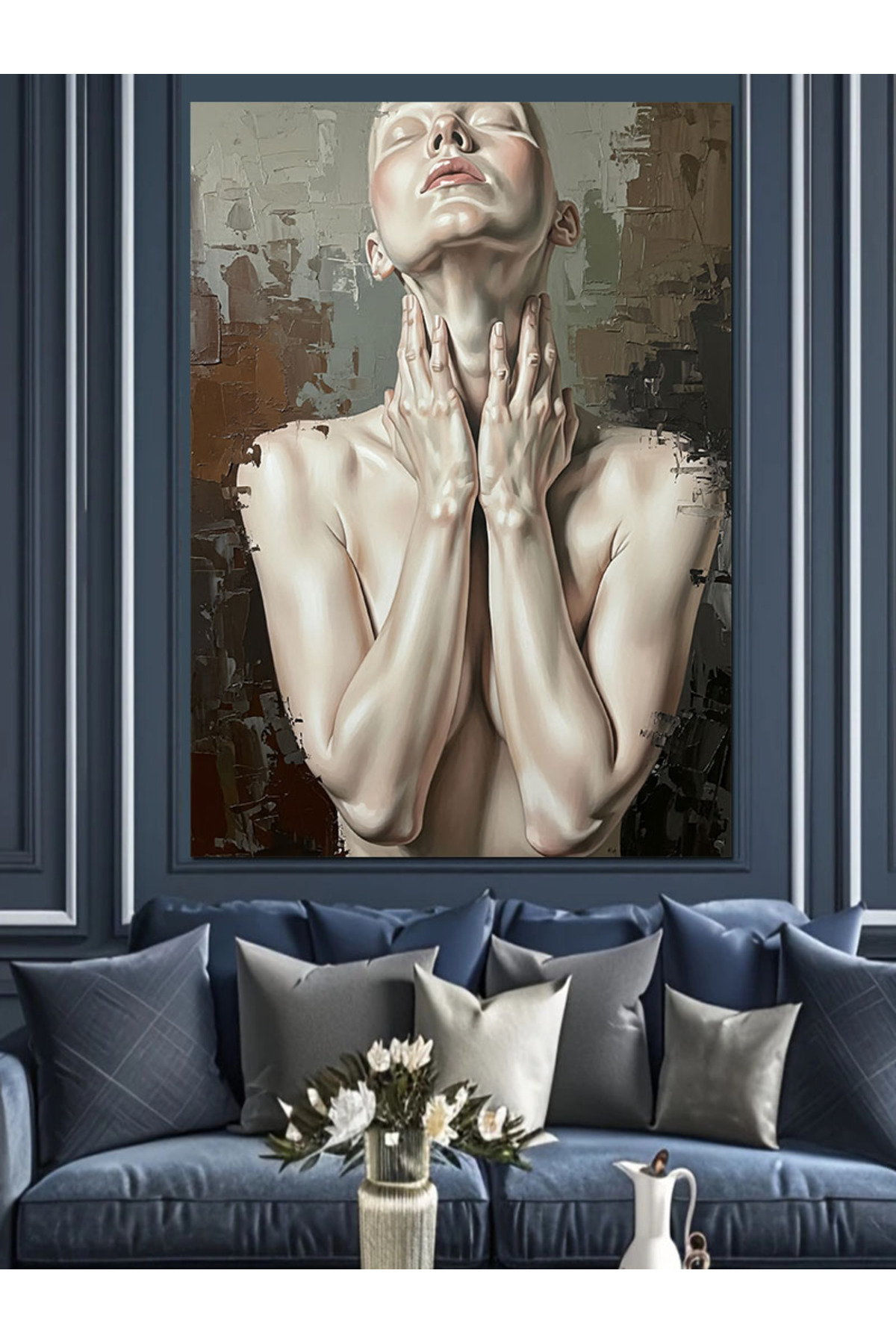 Huzurlu Kadın Yüzü Yüksek kaliteli yağlı boya dokulu Kanvas Canvas Tablo kanvas tablo canvas tablo