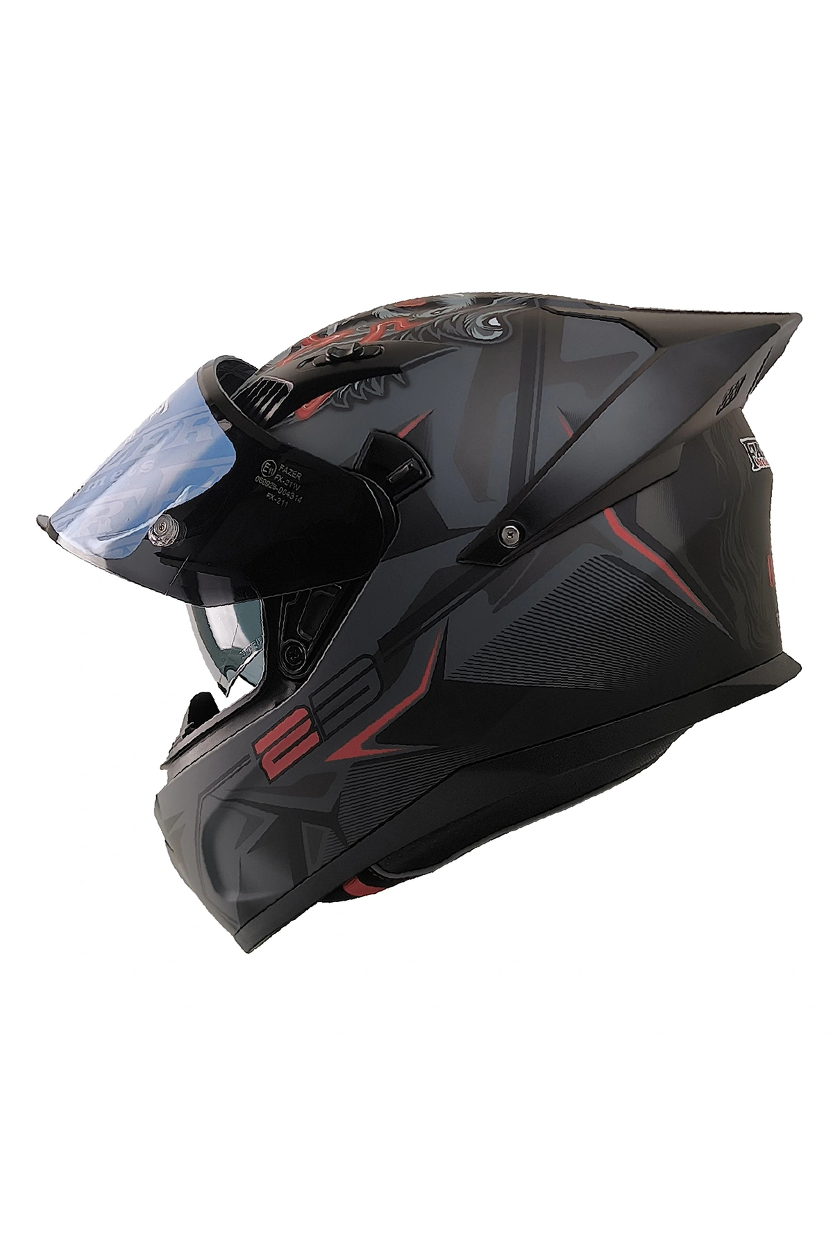 kuzey motor FAZER FX-211X MAT SİYAH-GRİ-KIRMIZI KASK KAPALI MODEL
