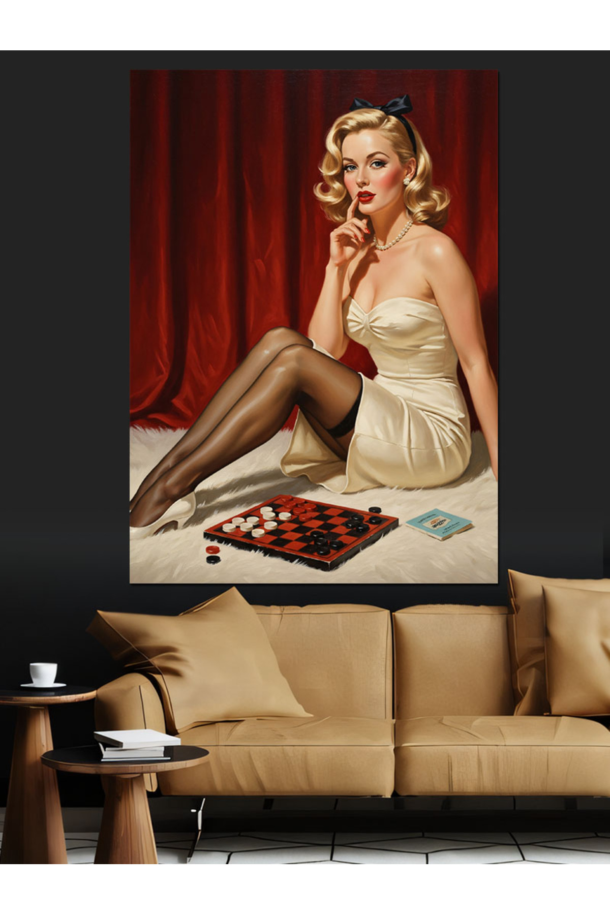 Vintage Pin-Up Yüksek kaliteli yağlı boya dokulu Kanvas Canvas Tablo kanvas tablo canvas tablo duva