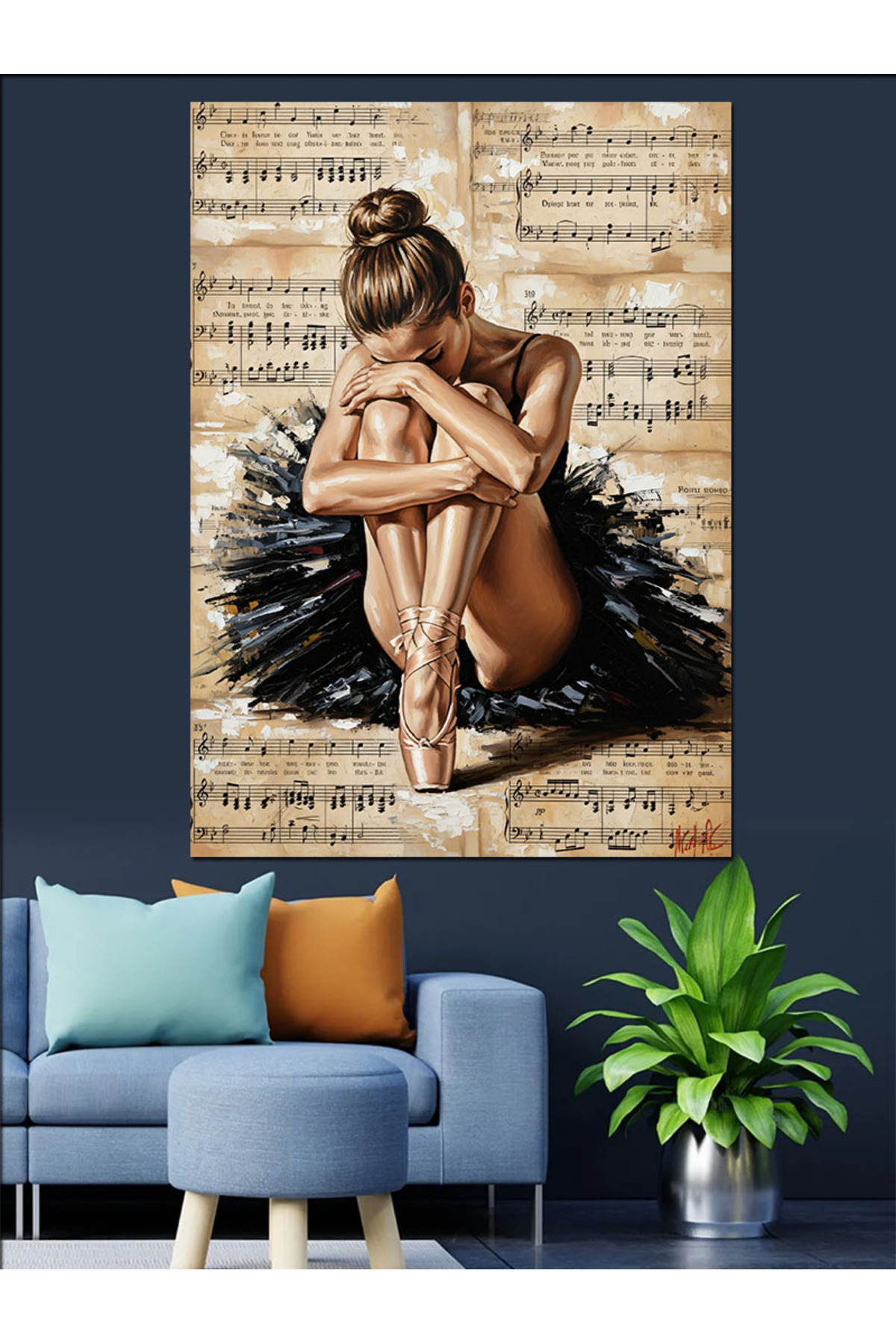 Oturan Balerin Yüksek kaliteli yağlı boya dokulu Kanvas Canvas Tablo kanvas tablo canvas tablo duva