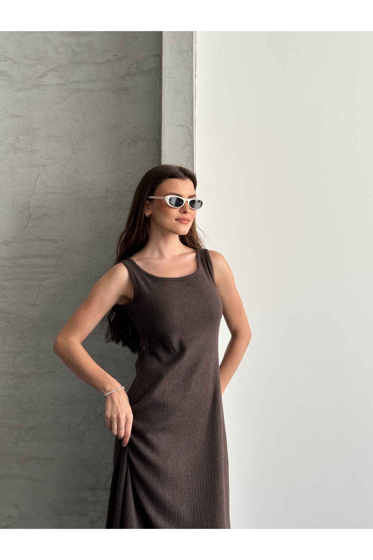 eyyebelle  Kadın Şardonlu Elbise Crop Bluz İkili Takım - Görsel 4