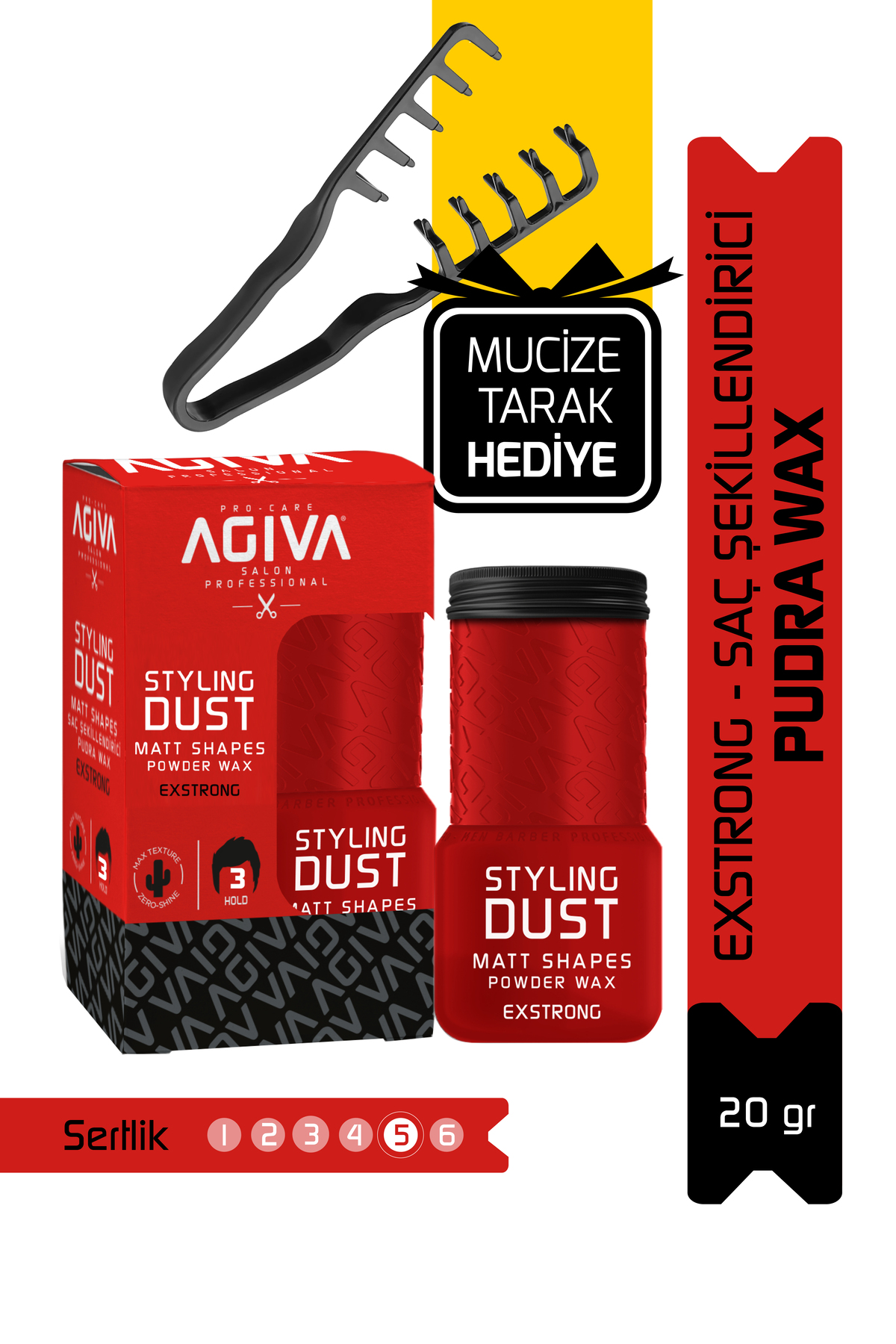 Agiva Saç Şekillendirici Pudra Wax Exstrong-03 Mucize Tarak Hediyeli