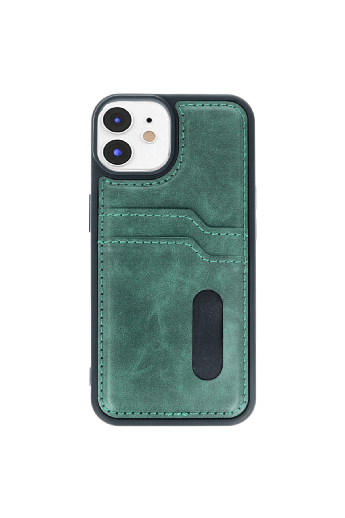 iPhone 11 İçin Uyumlu Kılıf Kart Bölmeli Deri Tasarımlı Kılıf