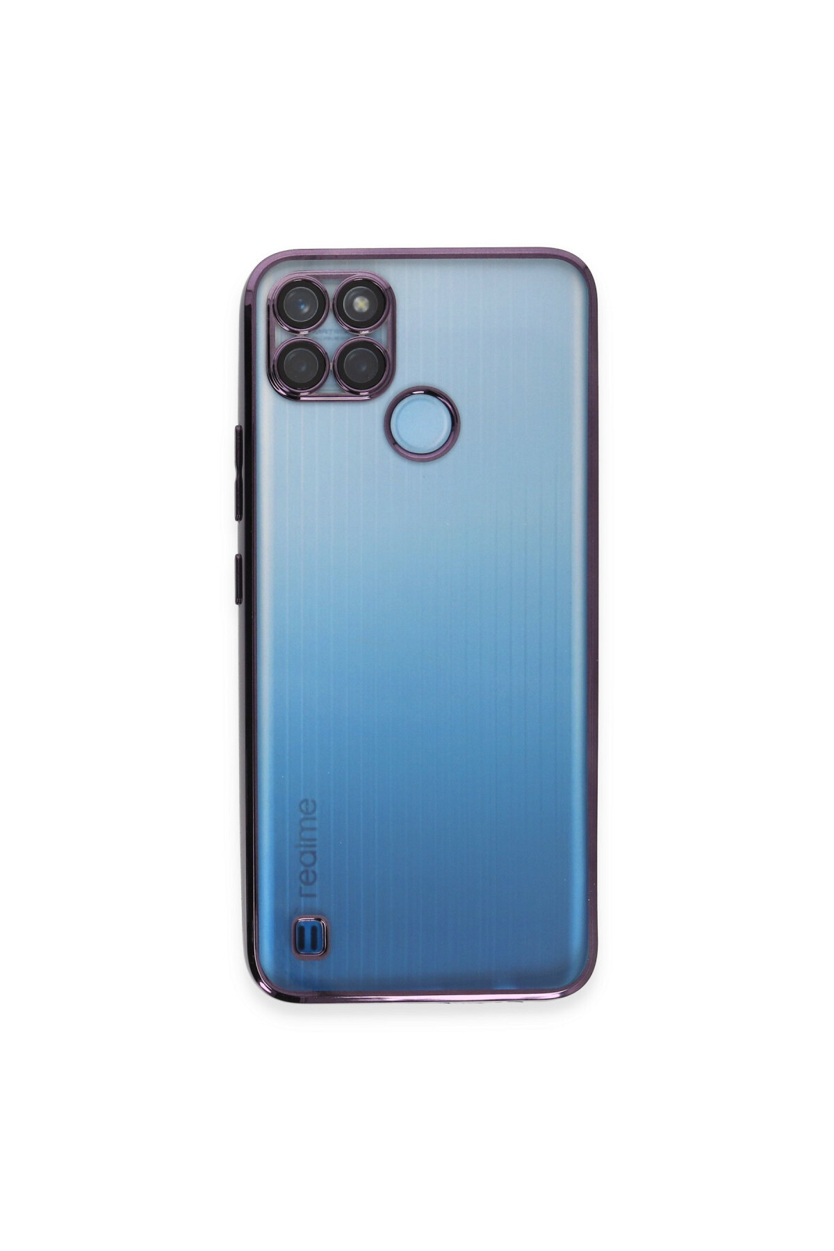 Realme C25Y İçin Uyumlu 3D Kamera Korumalı Şeffaf Tasarım Bumper Kılıf