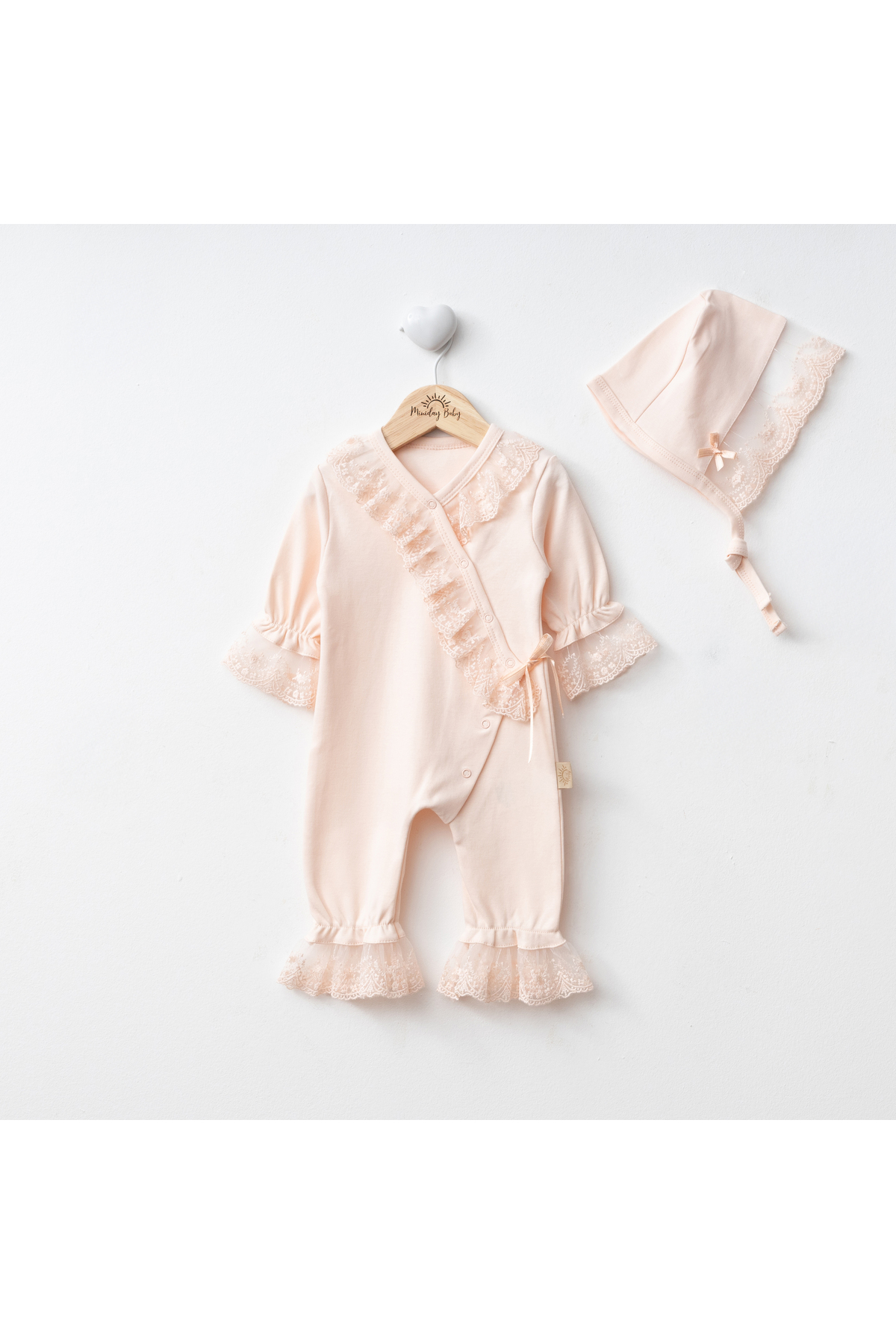 Miniday Baby Kız Bebek Dantelli Mevlütlük Tulum Şapkalı Yeni doğan Hastane çıkışı Abiye Mevlitlik %100 Pamuk 17 fotoğrafı 2 (önizleme)