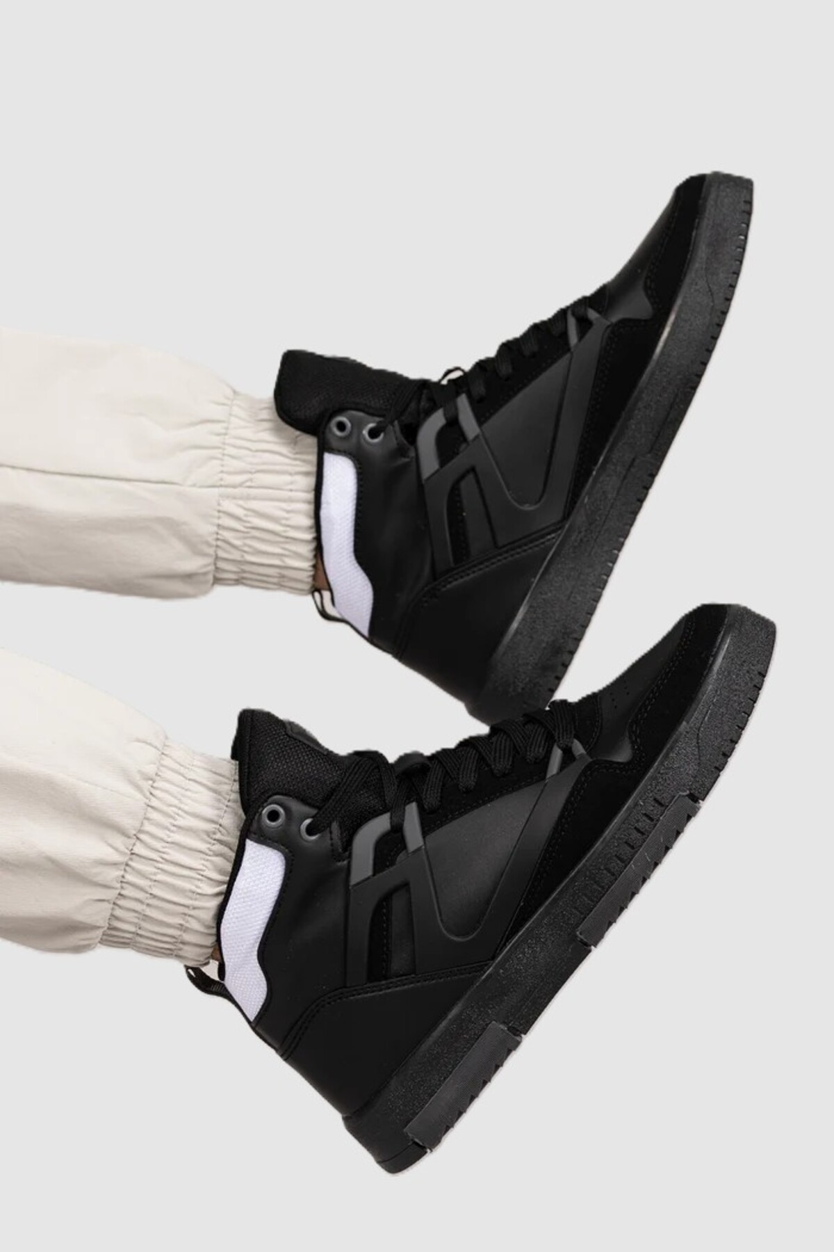 Zerenyus 2263 Premium Erkek Comfort Boğazlı Basket Sneaker Bot Siyah görsel 2