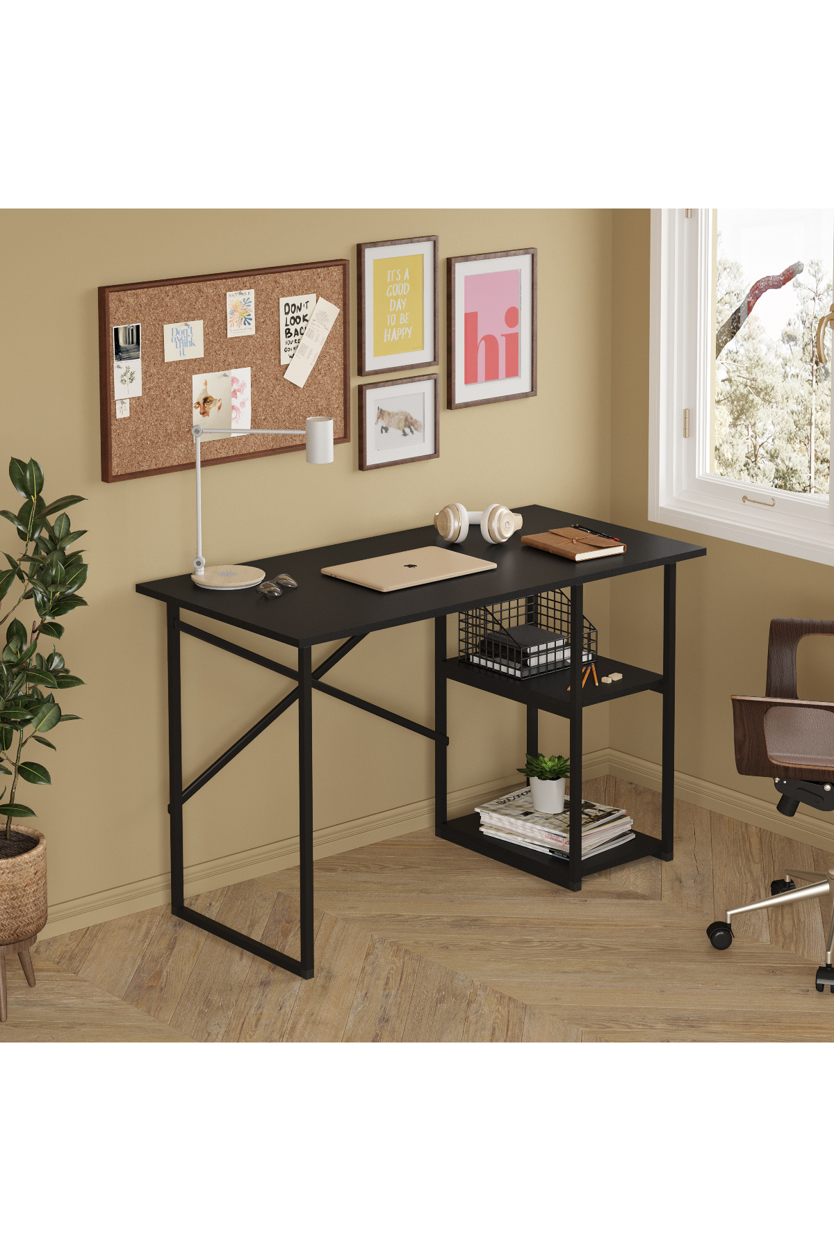 AYZ Vienna 60x120cm 2 Raflı Metal Ayak Çalışma Masası Laptop