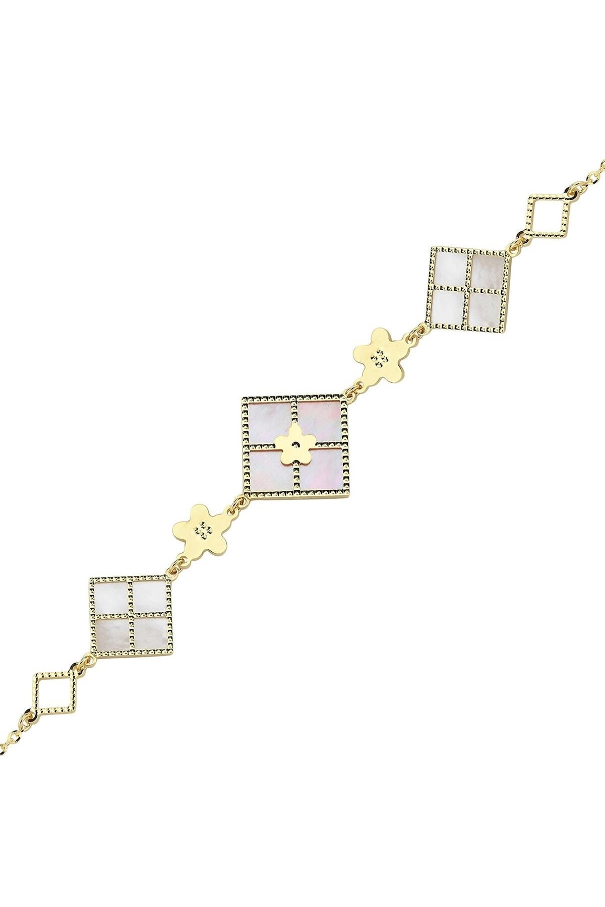 PIRLANT Çift Taraflı Pembe Beyaz Sedefli Altın Bileklik