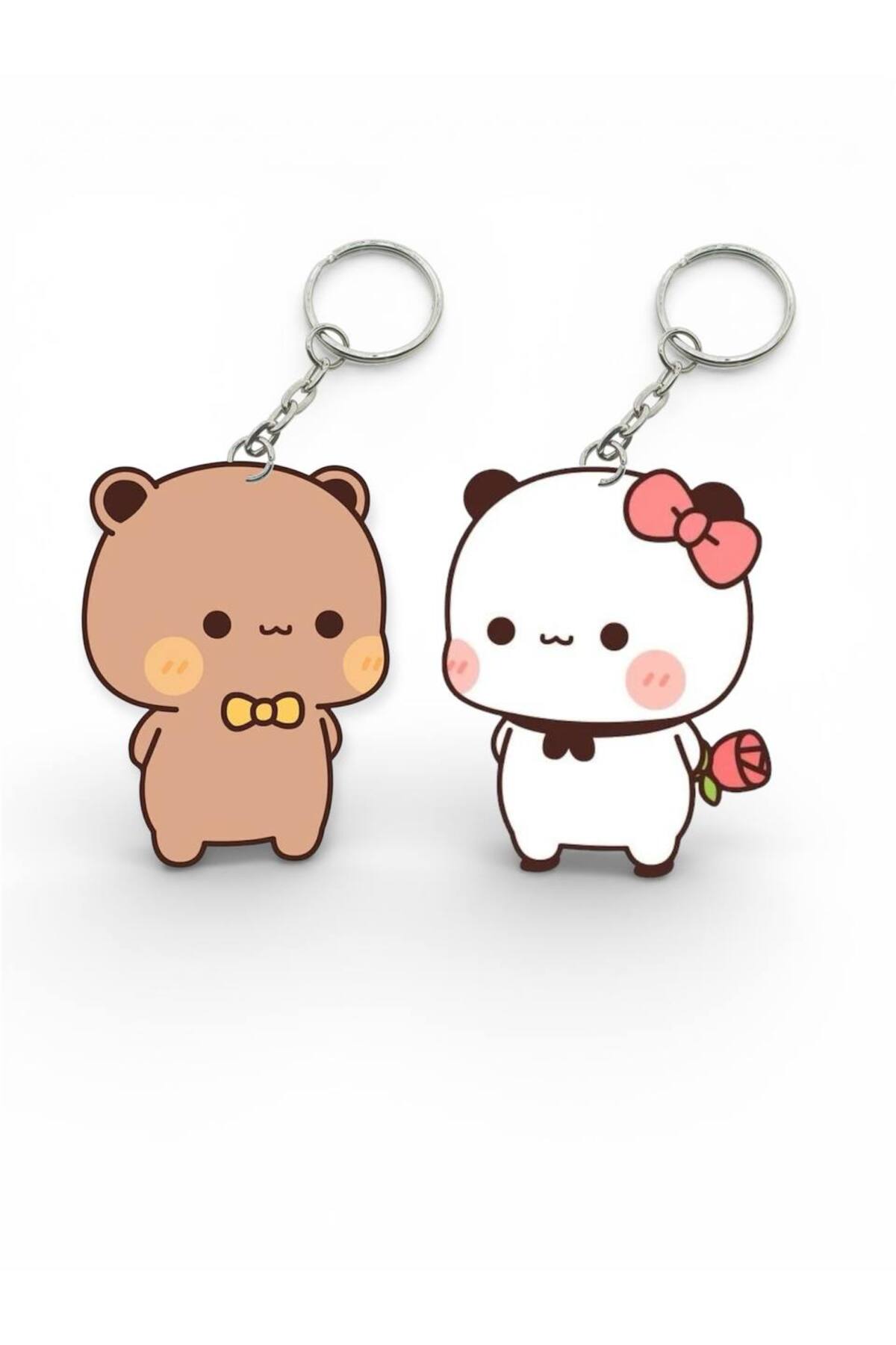 Dudu Bubu Panda Teddy Bear Couple Keychain Set Valentine's Day Valentine Special Gift Bag Ornament