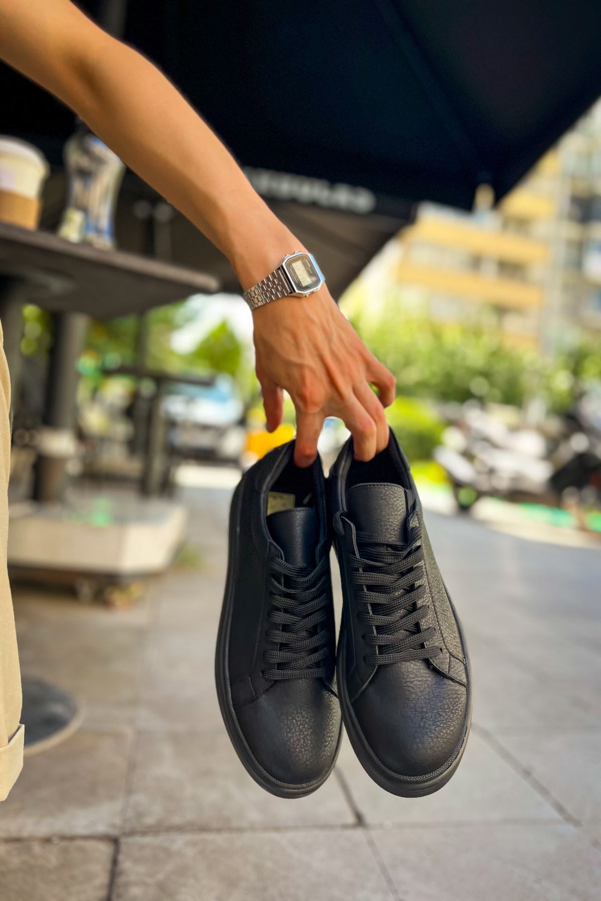 CH979 Santoni CRT Spor Erkek Ayakkabı SIYAH