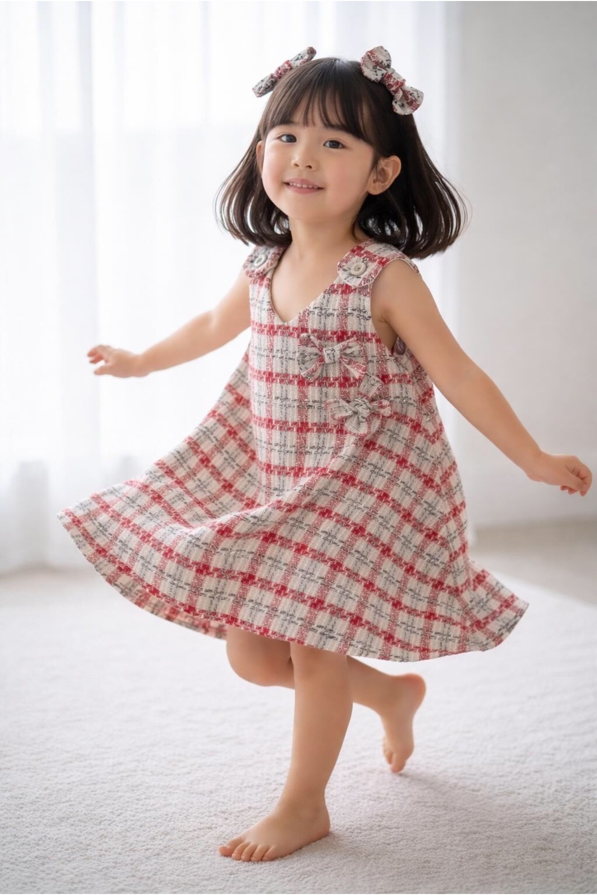 snmbutik Kız Çocuk Şanel Kumaş Askılı Elbise fotoğrafı 4 (önizleme)