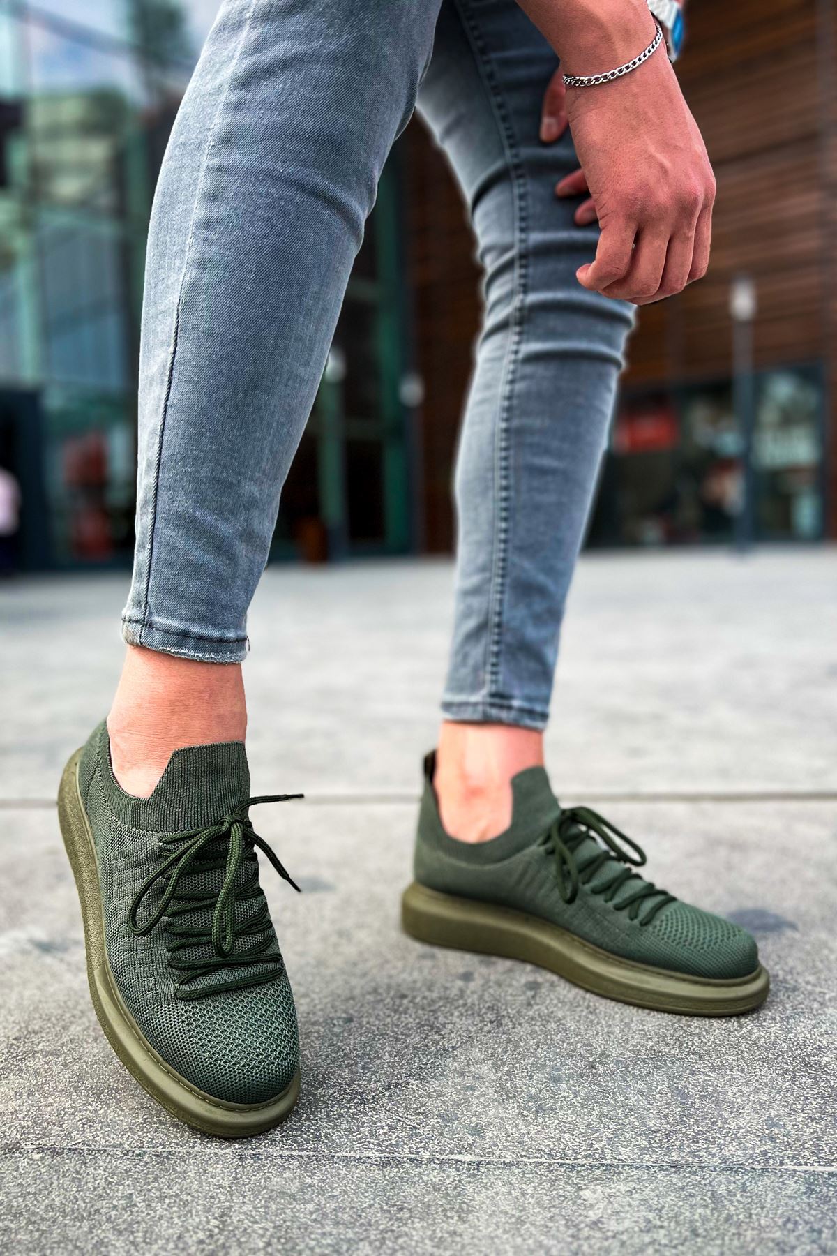 کفش مردانه چ307 Rt Tricot رنگ خاکی
