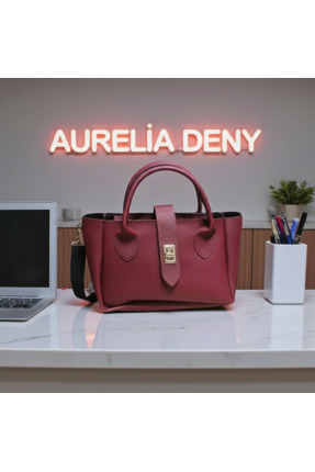 AURELIA DENY Kadın Bordo Kilit Detaylı Mini Omuz&El Çantası