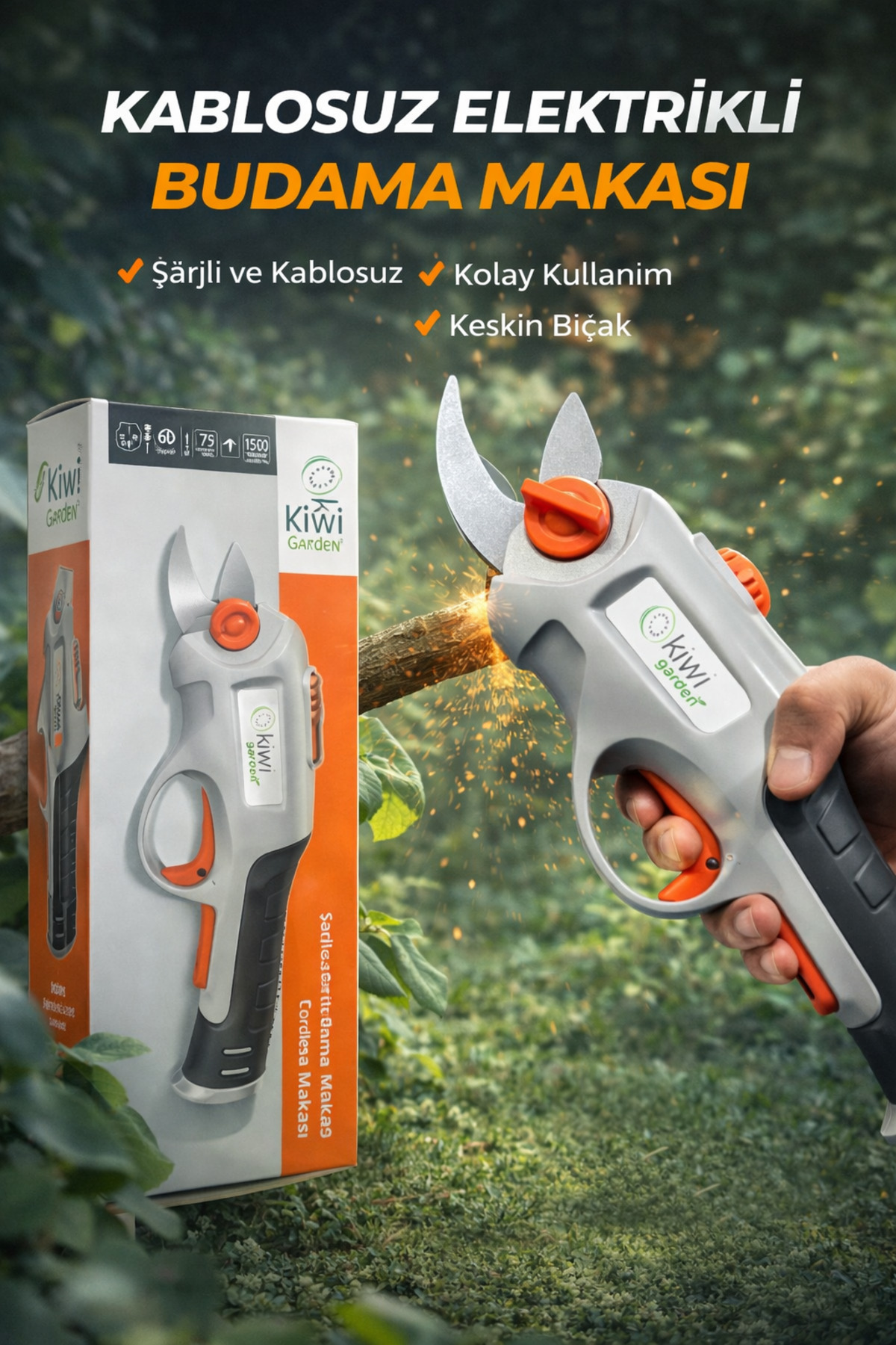 【KIKI‼︎】 Kiwi Garden KGGT-609 Şarjlı Budama Makası 3.6V – Kablosuz, 8 mm
