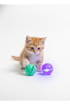 PHENORA 2’li Set Işıklı Ve Çıngıraklı Kedi Oyun Topu | Eğlenceli Ve Hareketli...
