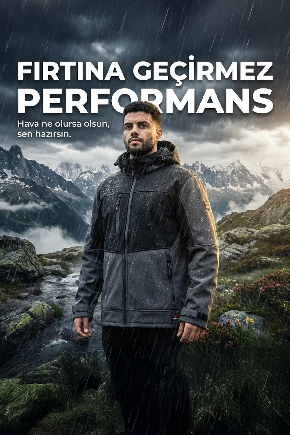 کت تاکتیکال اسپرت خاکستری مشکی ژاکت Softshell Water Repellent — خاکستری PARÇALISOFT — تصویر 3 از 4