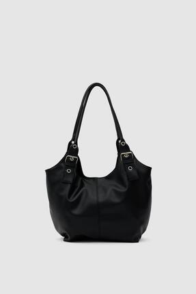 Shule Bags Sardine Maksi Omuz Çantası Siyah