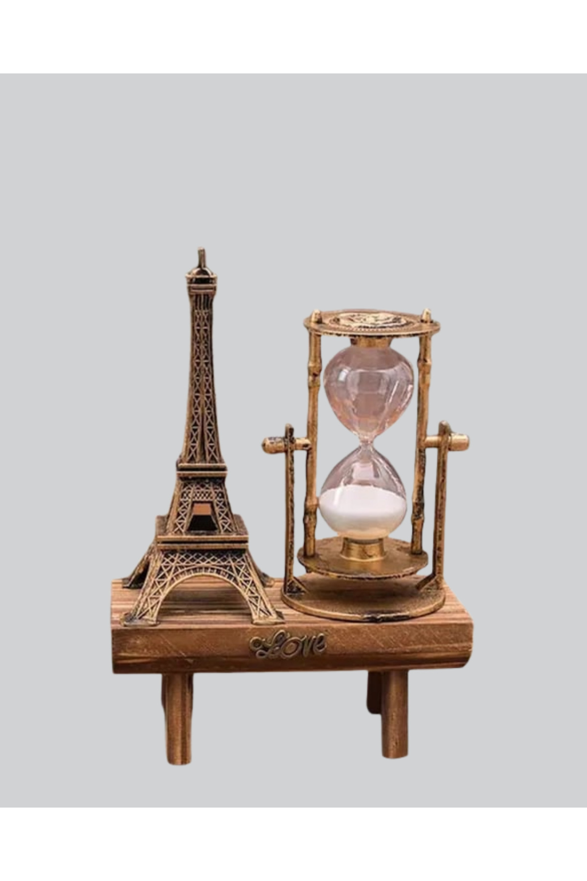 Sepetink Ahşap Gövdeli Dekoratif Kum Saati – Masa Üstü El Sanatı Aksesuarı